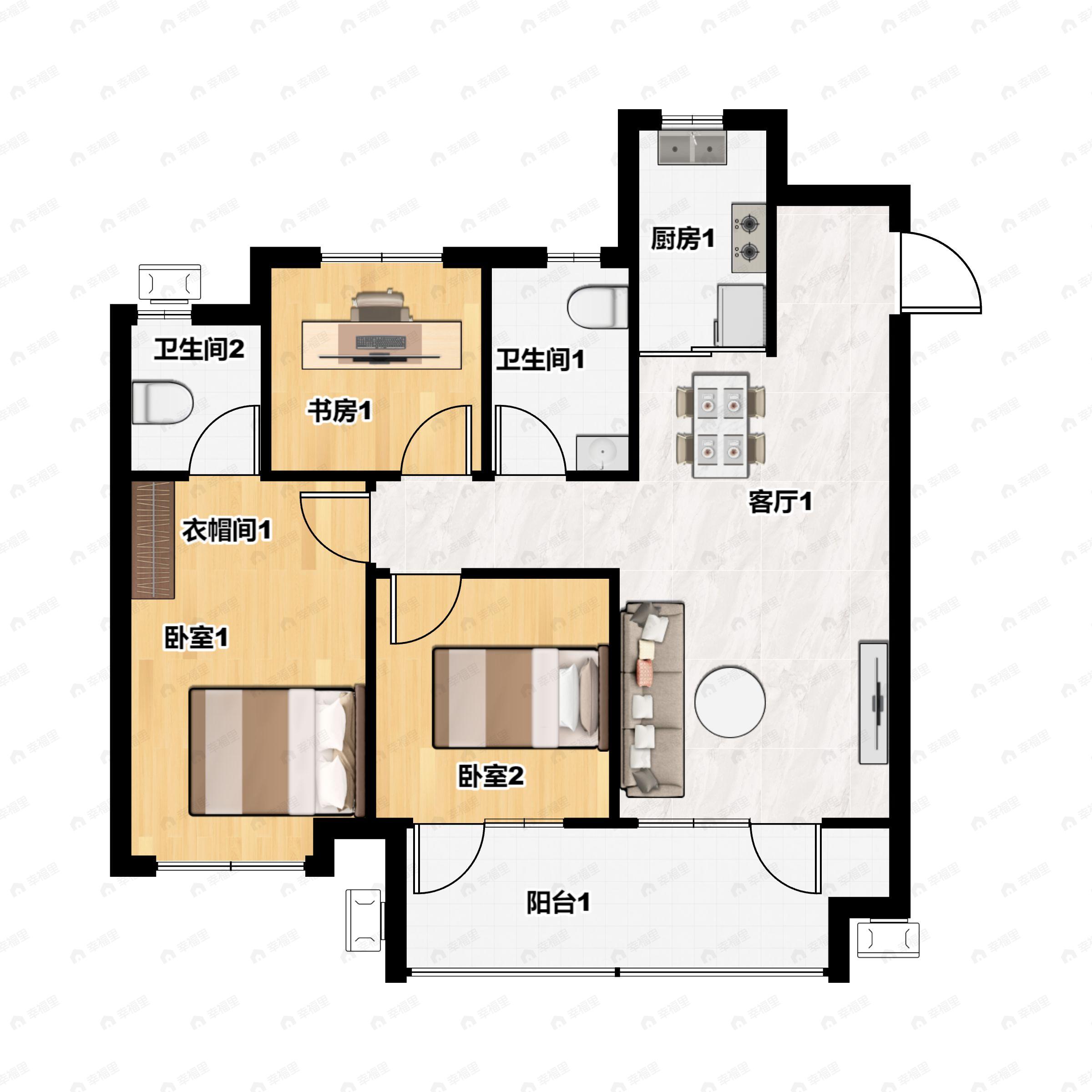 阜丰悦澜湾3室2厅2卫户型图