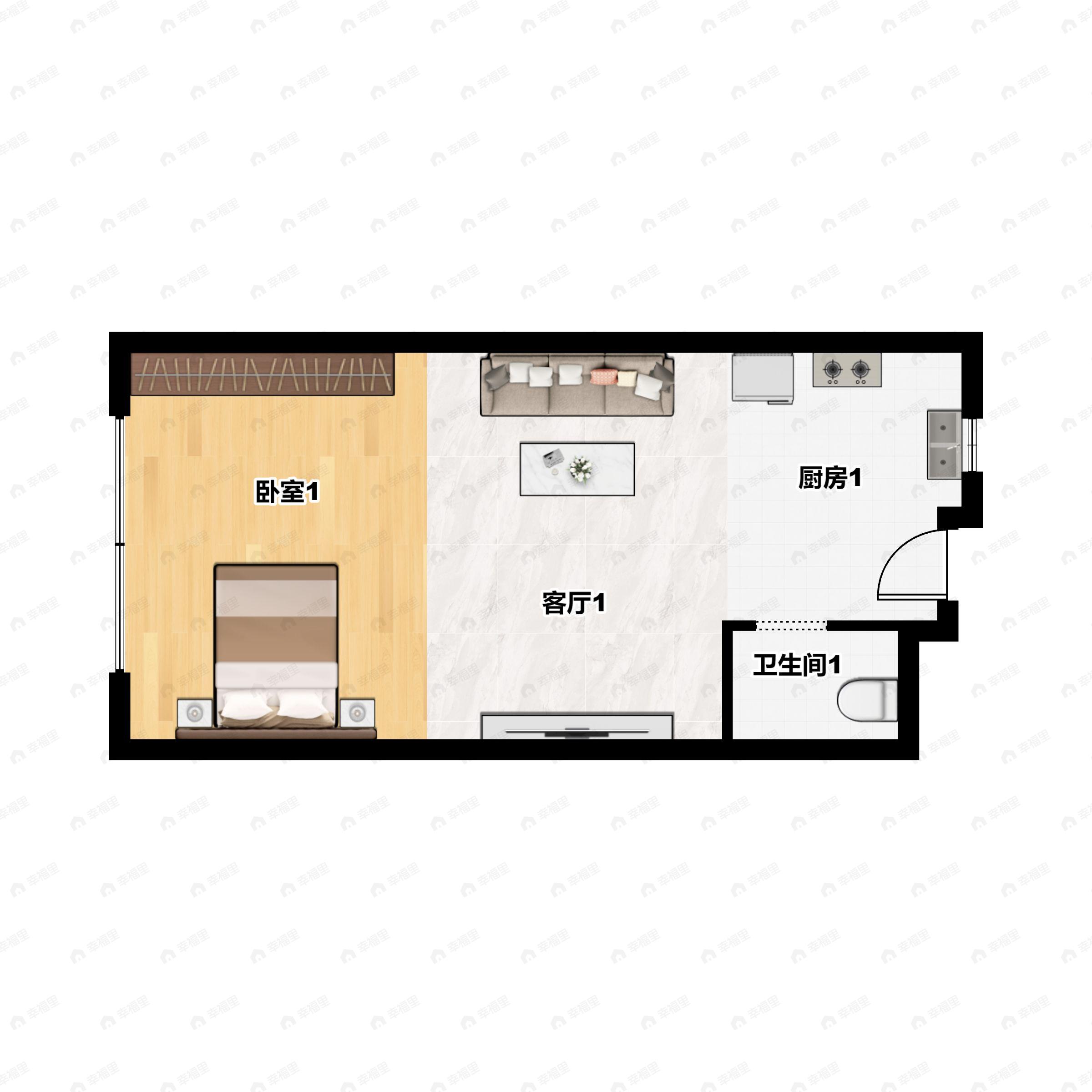 学府公馆1室1卫户型图