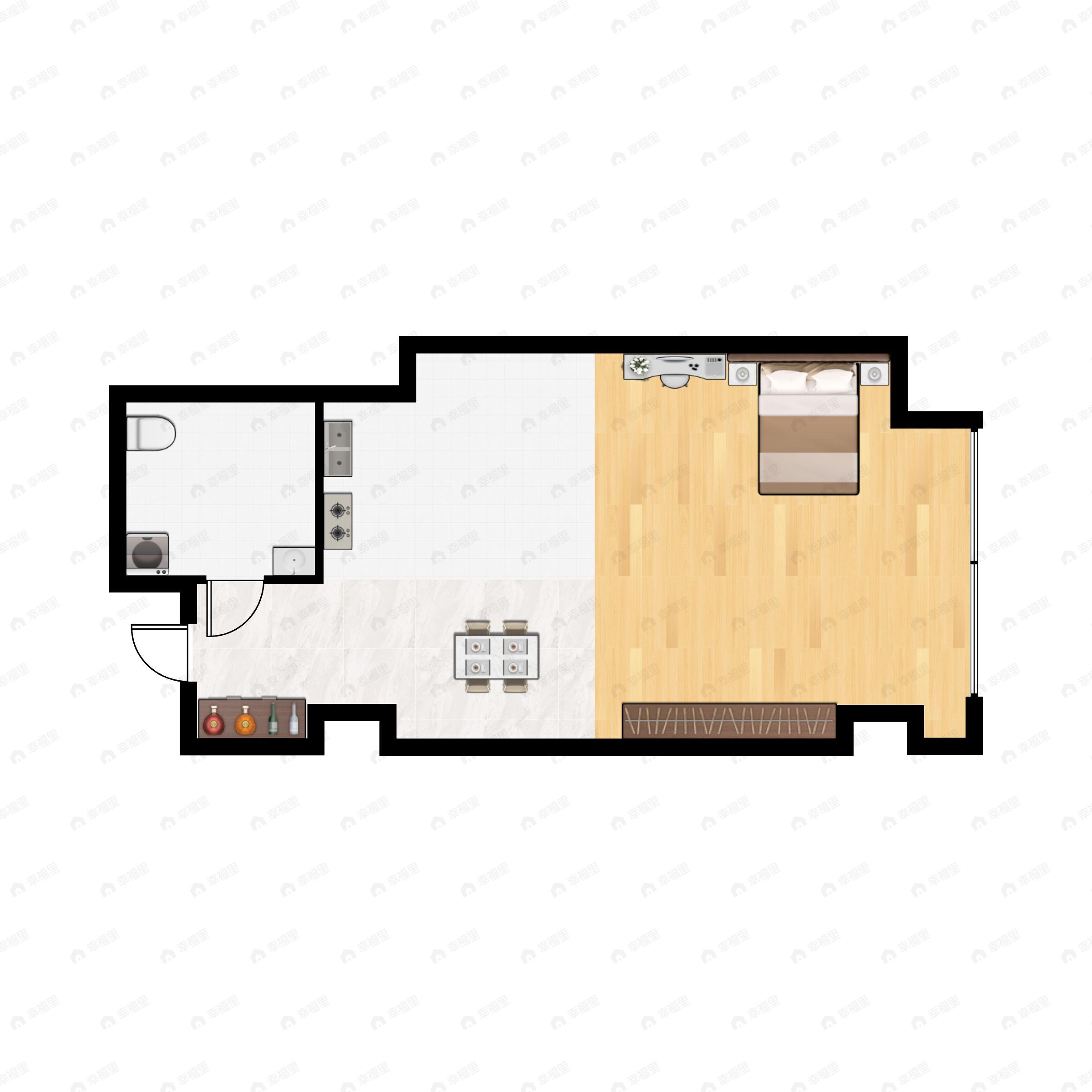 1室1卫建面45平户型图