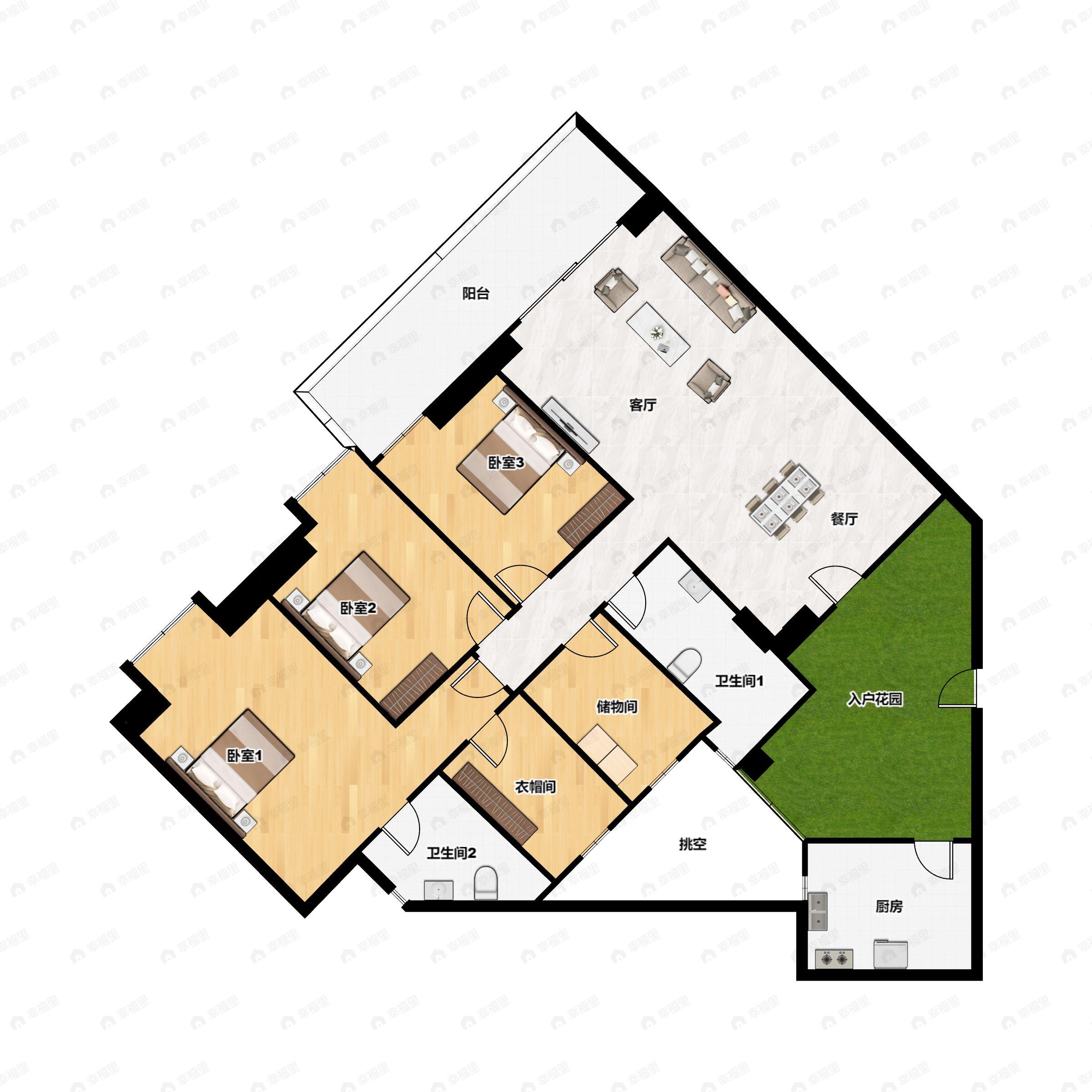 4室2厅1卫建面176平户型图