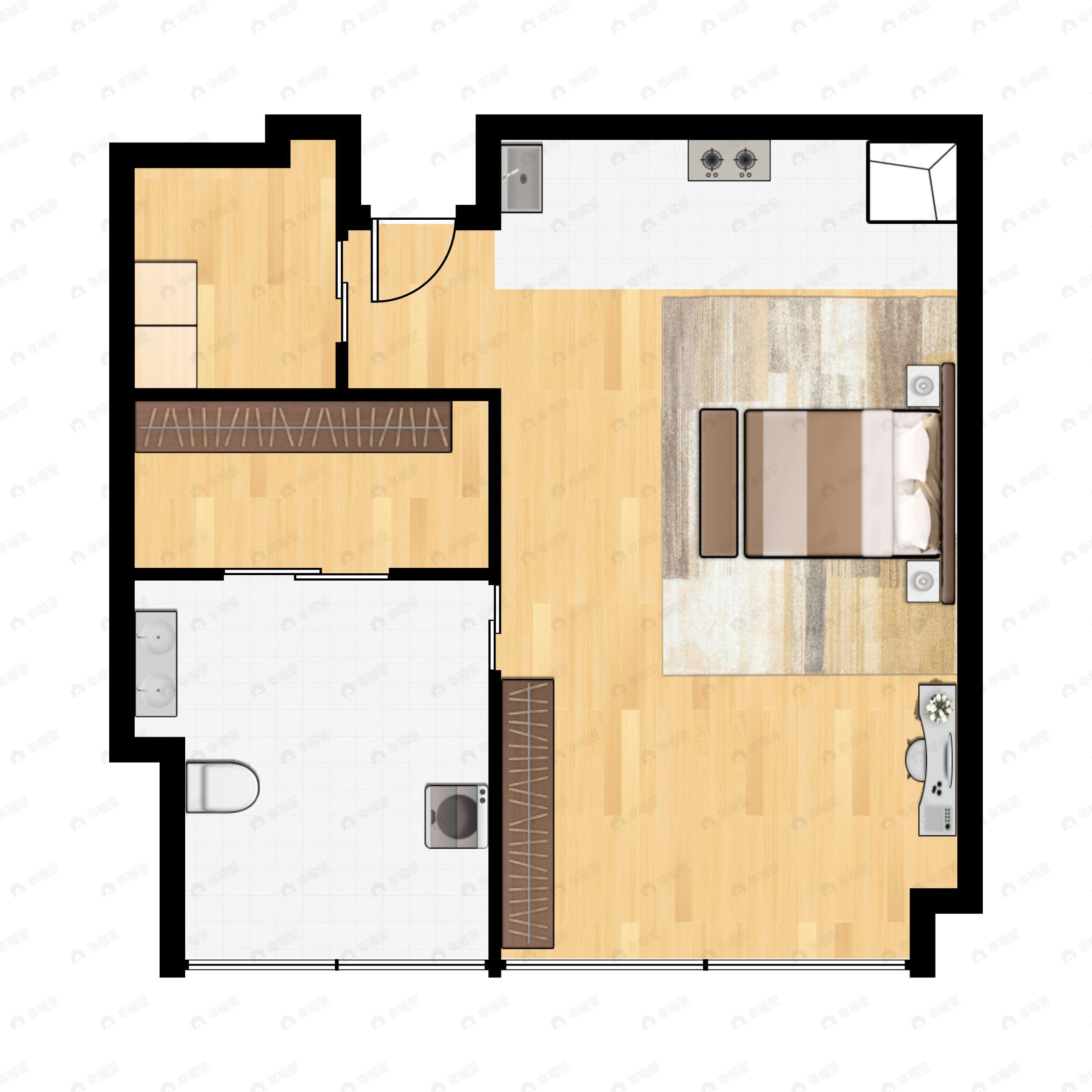 1室1厅1卫建面113m²西南户型图