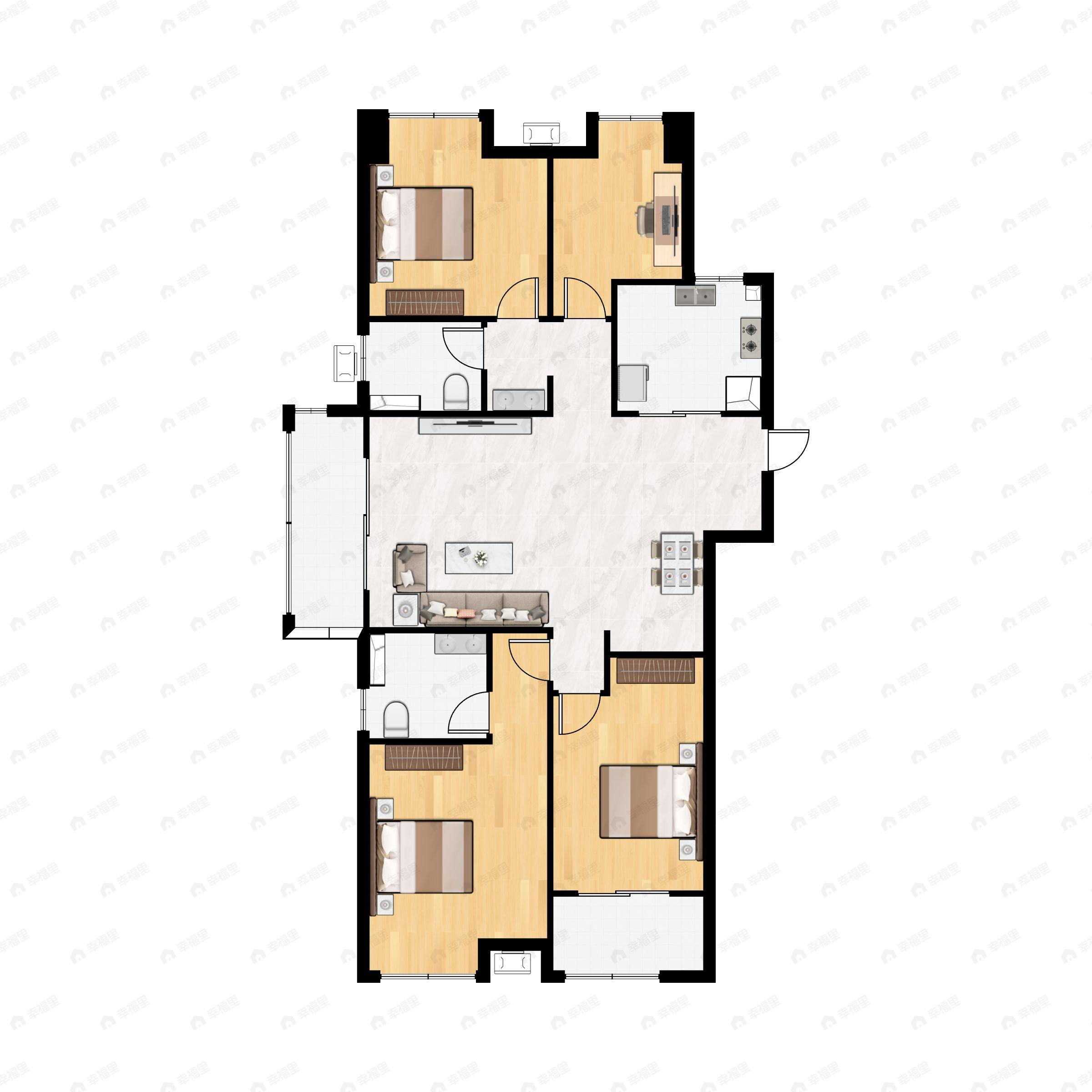 4室2厅2卫建面135平户型图