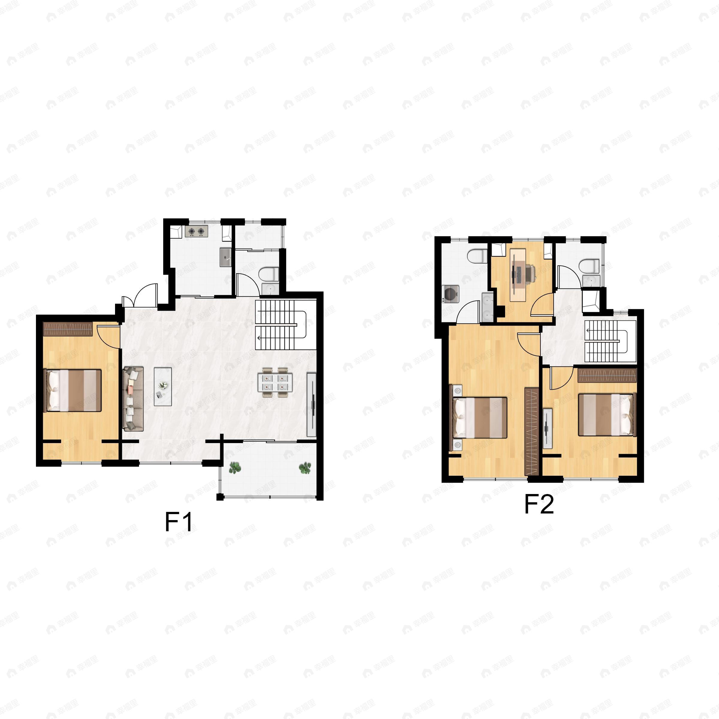 4室2厅3卫建面137平北|南户型图
