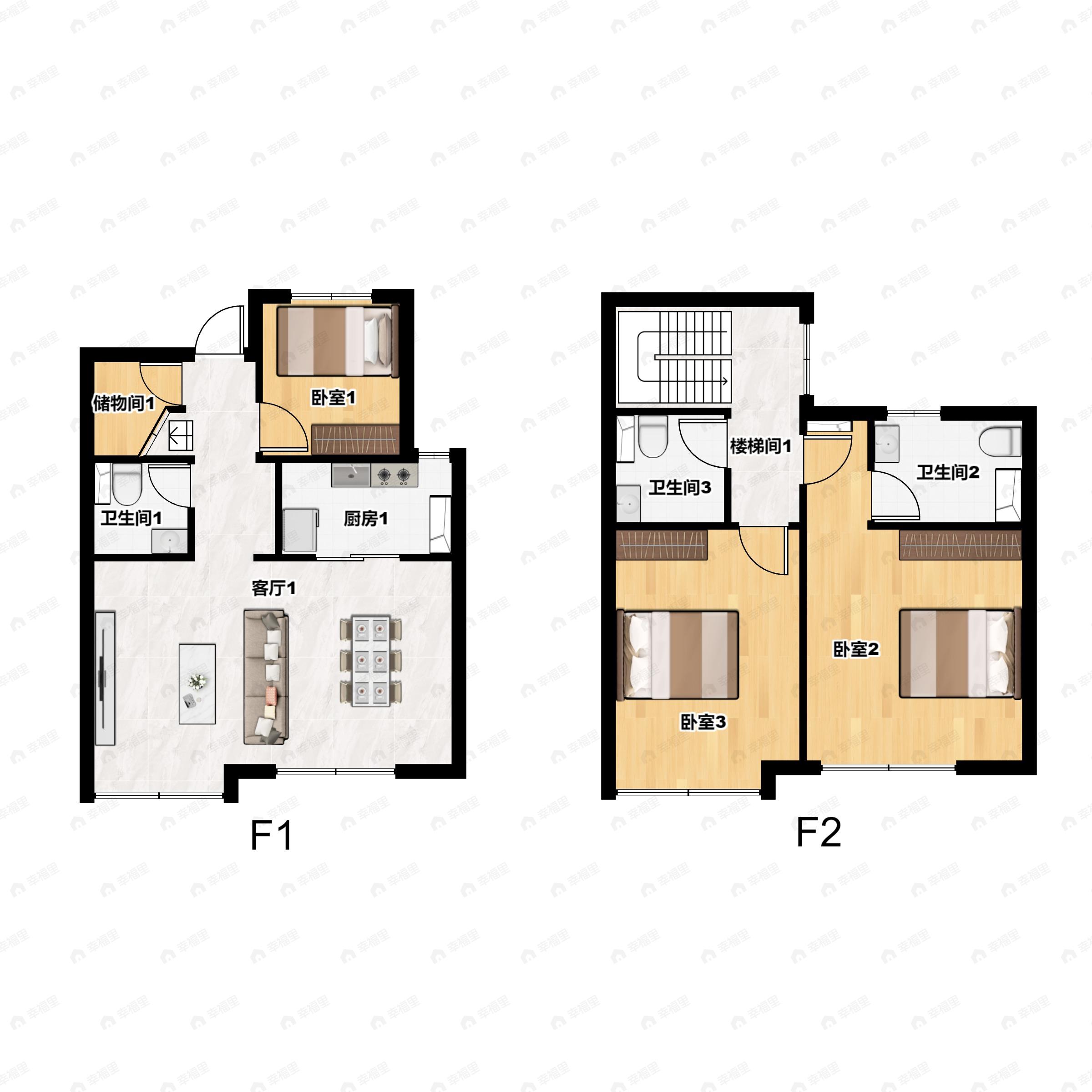 3室2厅3卫建面133平户型图