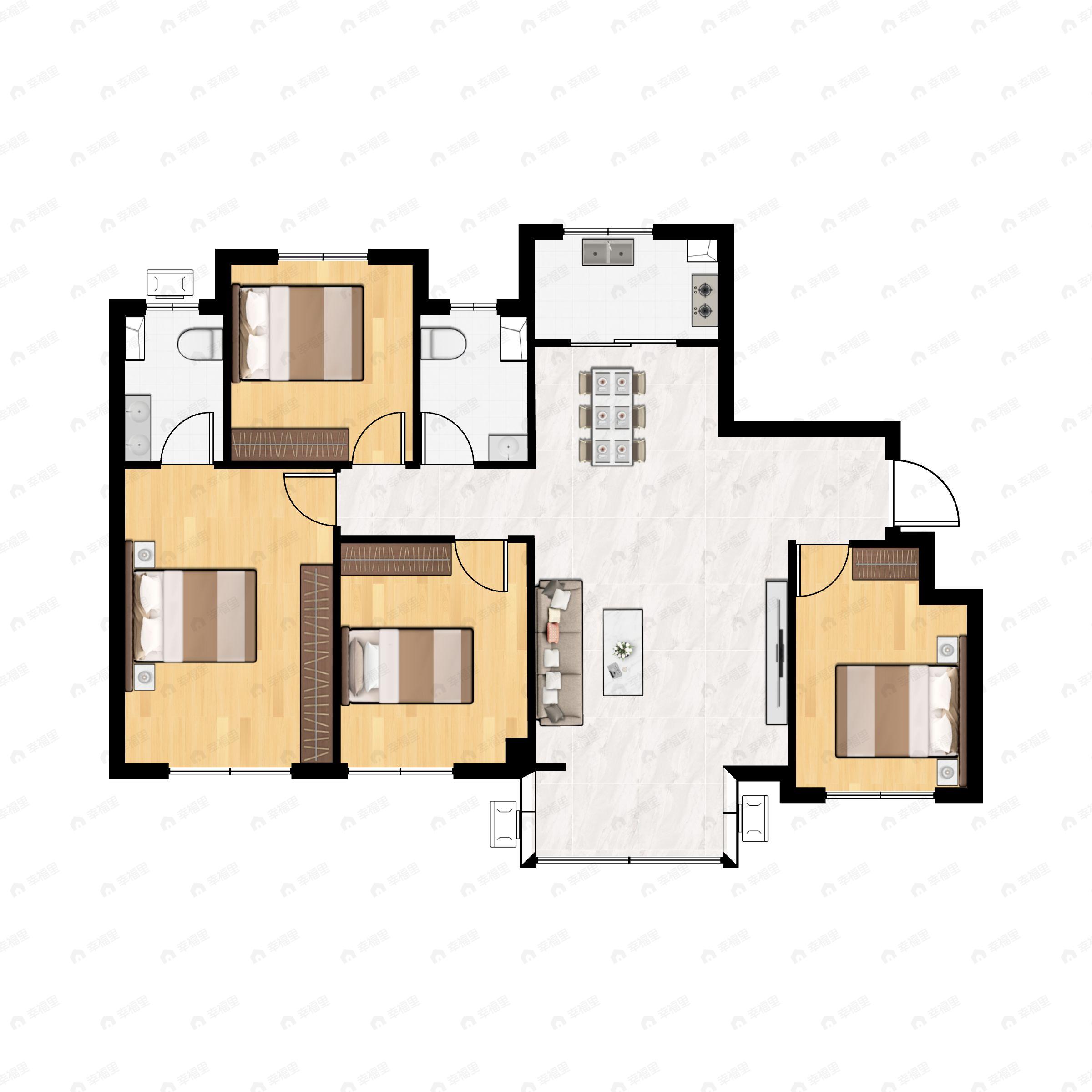 中梁鎏金雲玺4室2厅2卫户型图
