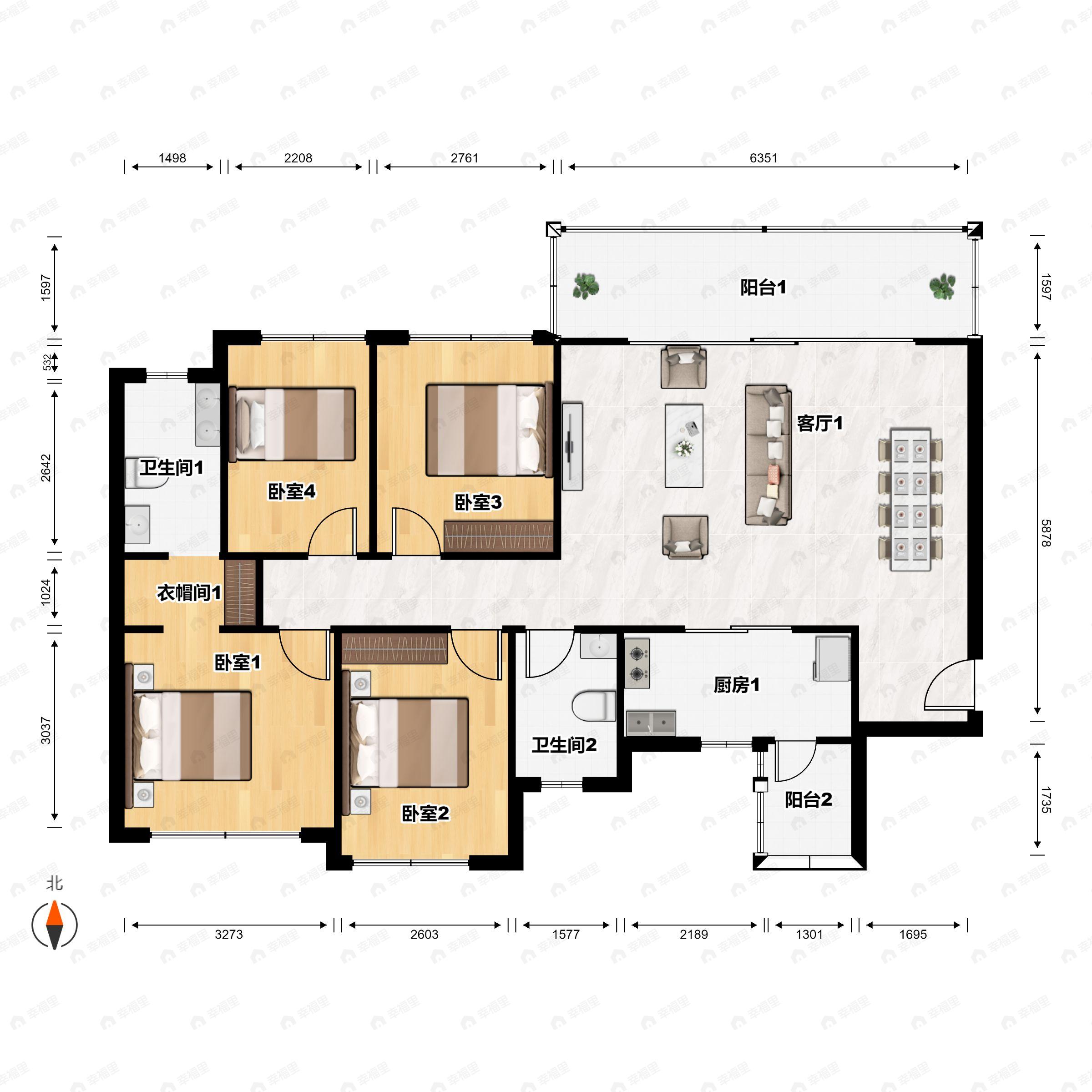 人居越秀和樾林语4室2厅2卫户型图