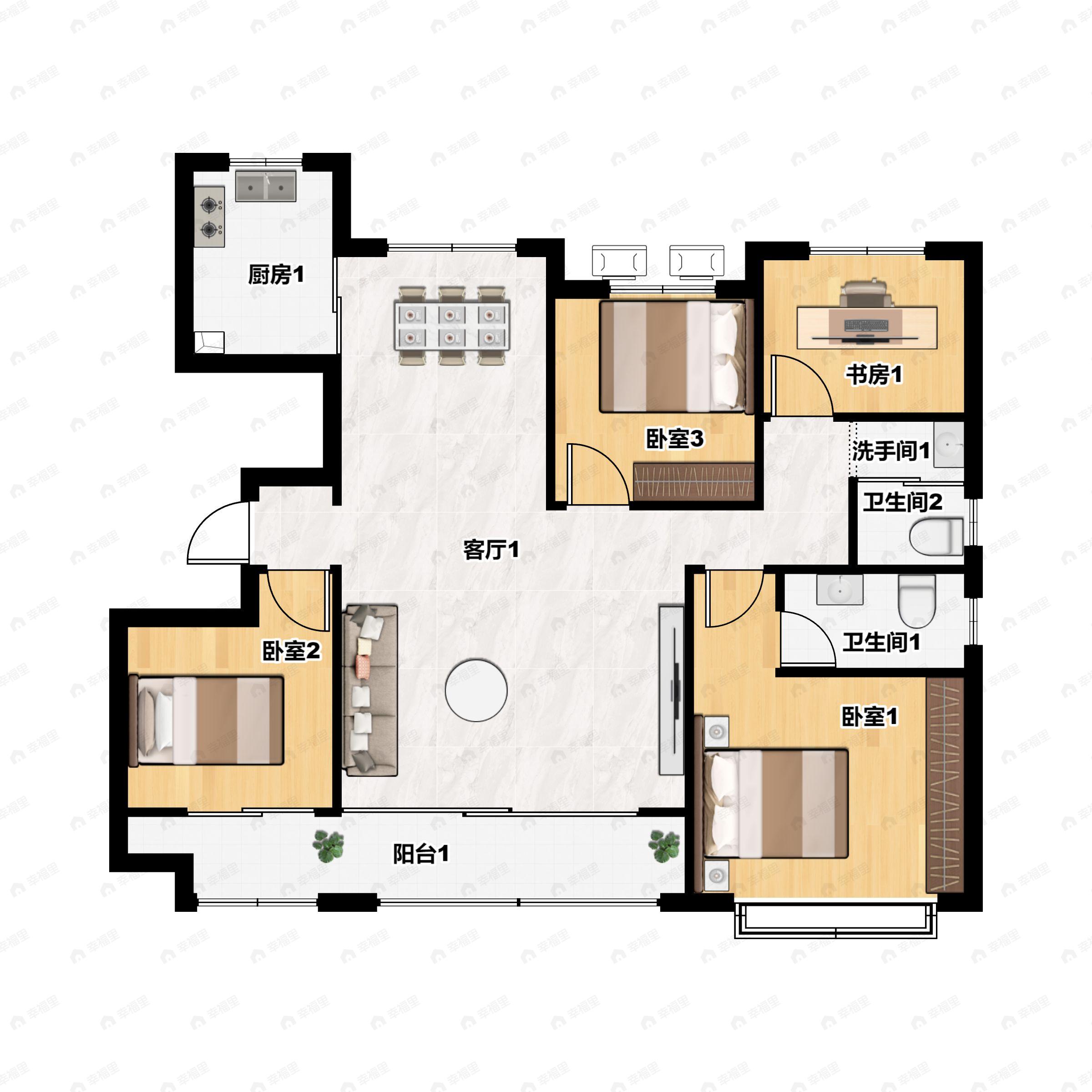 4室2厅2卫建面165平户型图