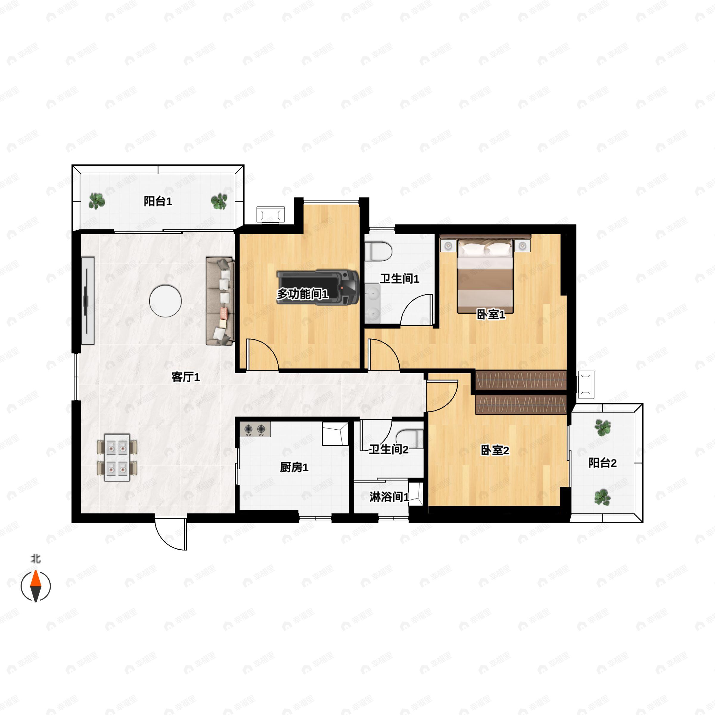 3室2厅2卫建面121平东南户型图