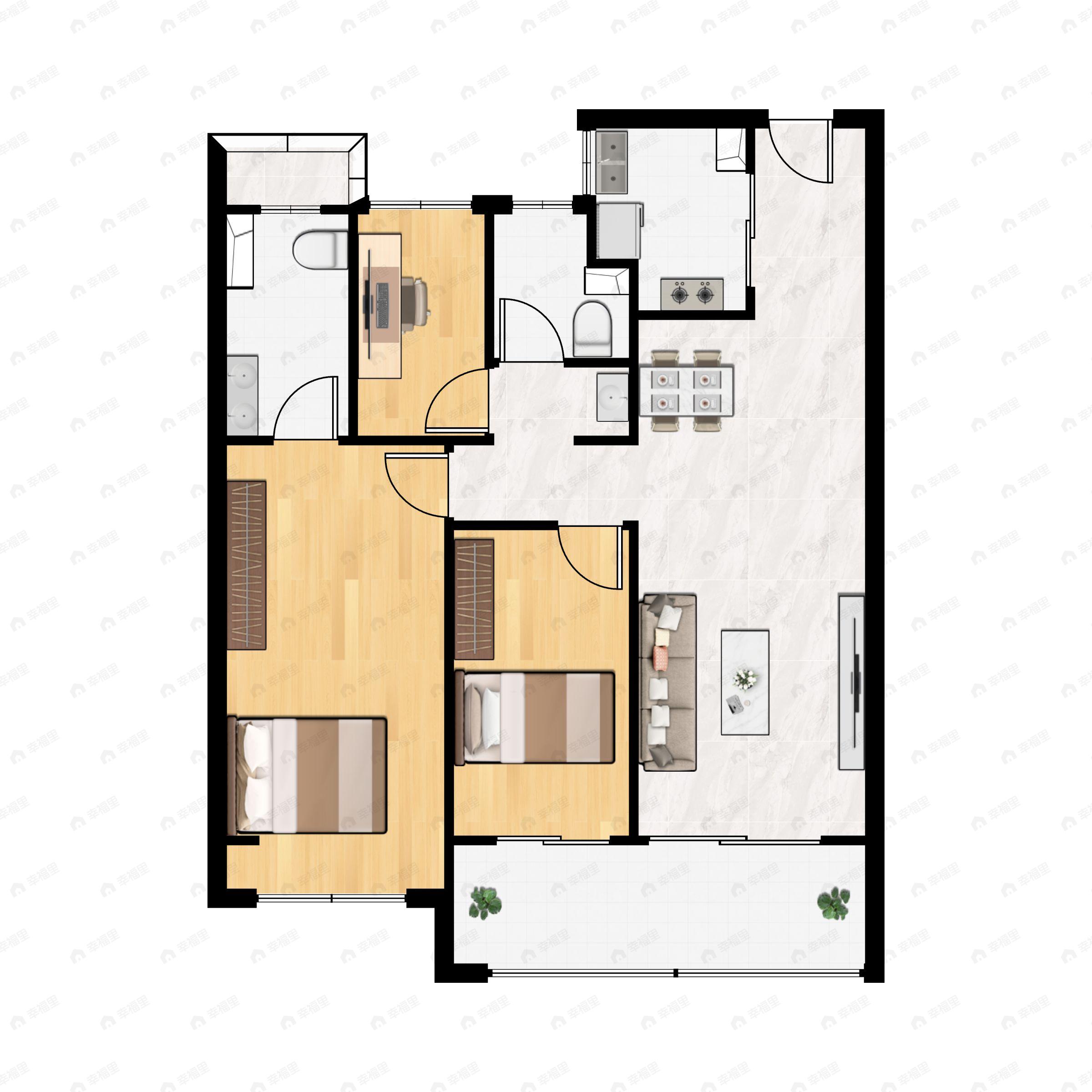 3室2厅2卫建面115平户型图