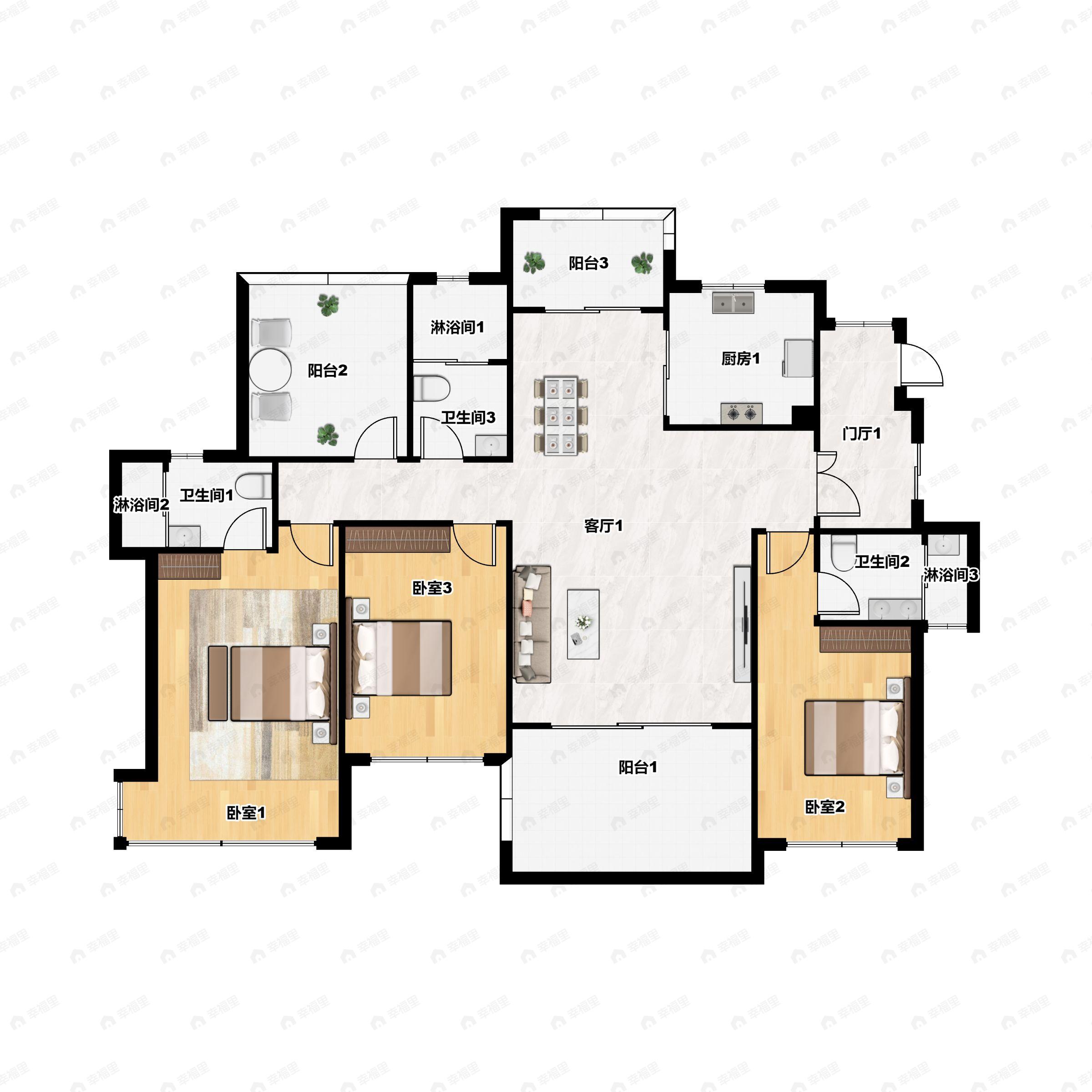 4室2厅2卫建面141平户型图