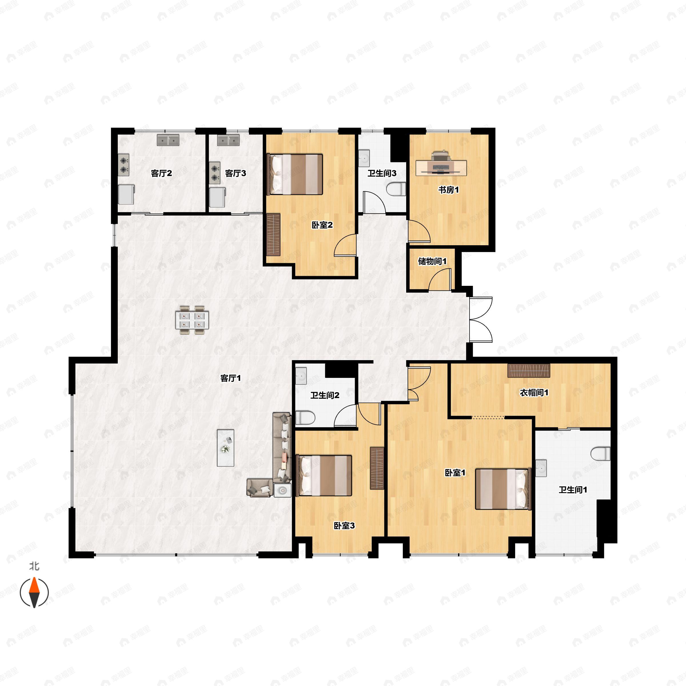 4室2厅3卫建面272平户型图