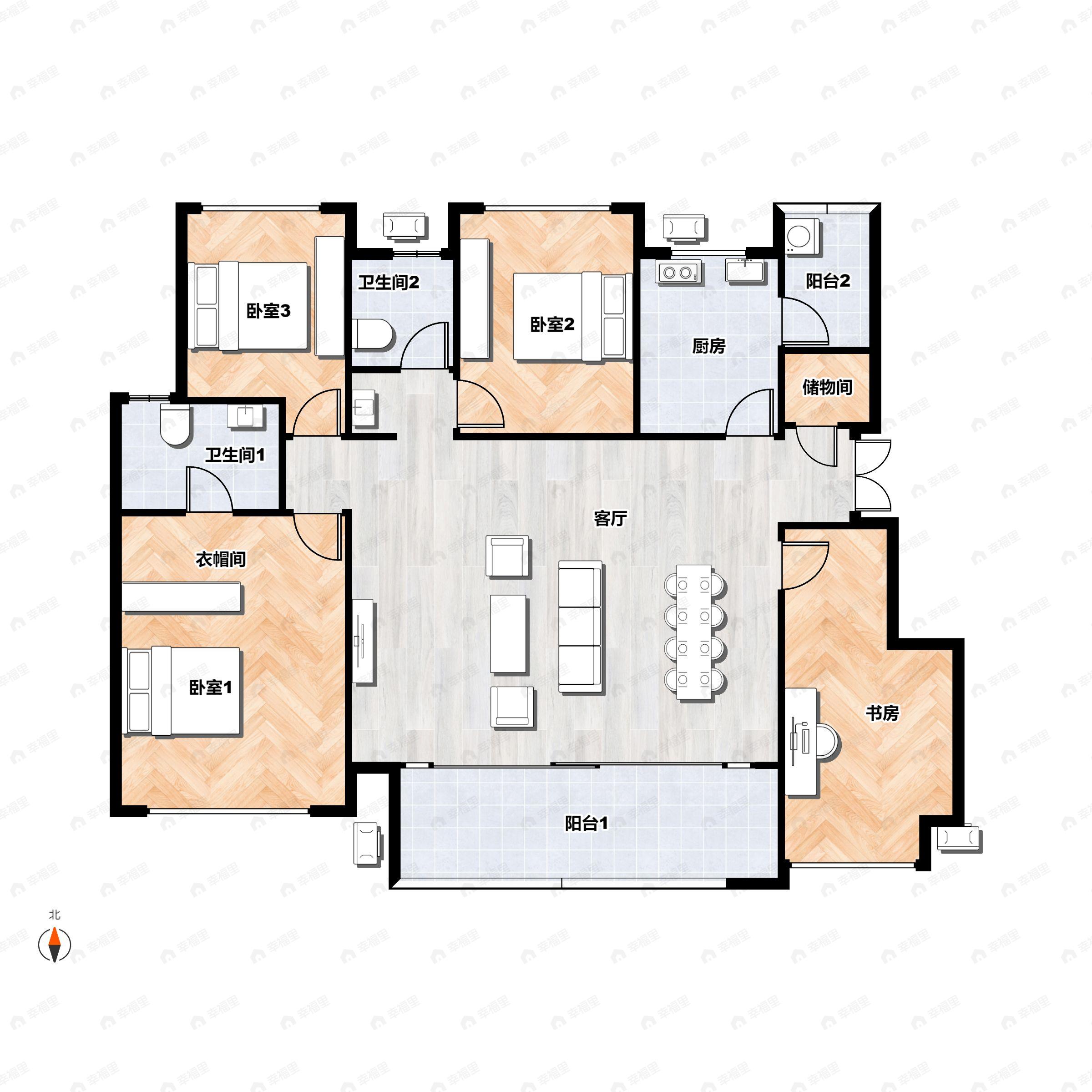4室2厅2卫建面133平户型图