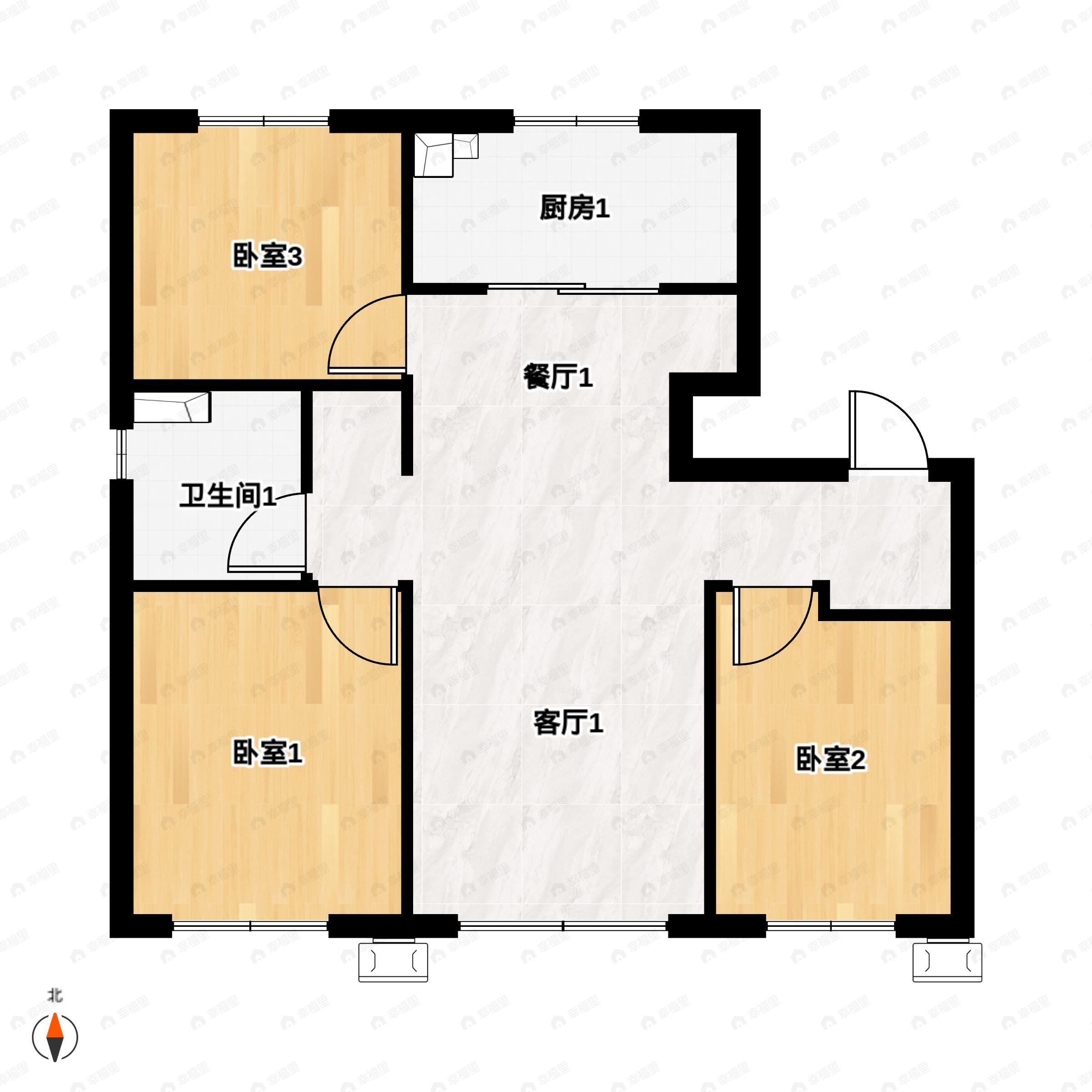 3室2厅1卫建面99平户型图