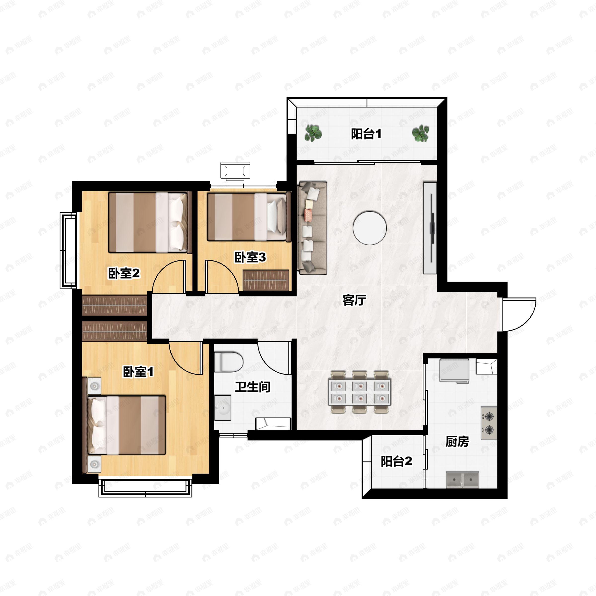 兰州恒大未来城3室2厅1卫户型图