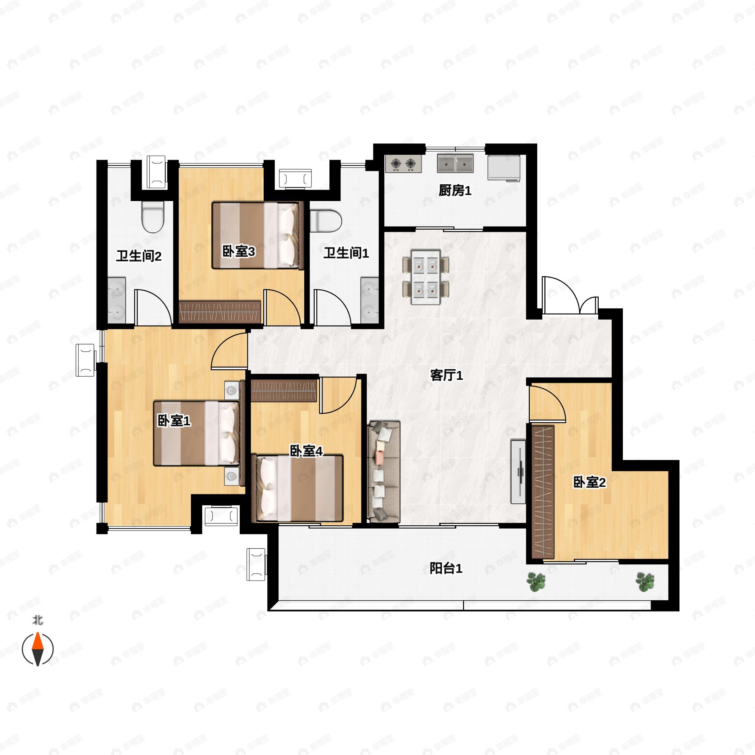 榕发江墘云筑4室2厅2卫户型图