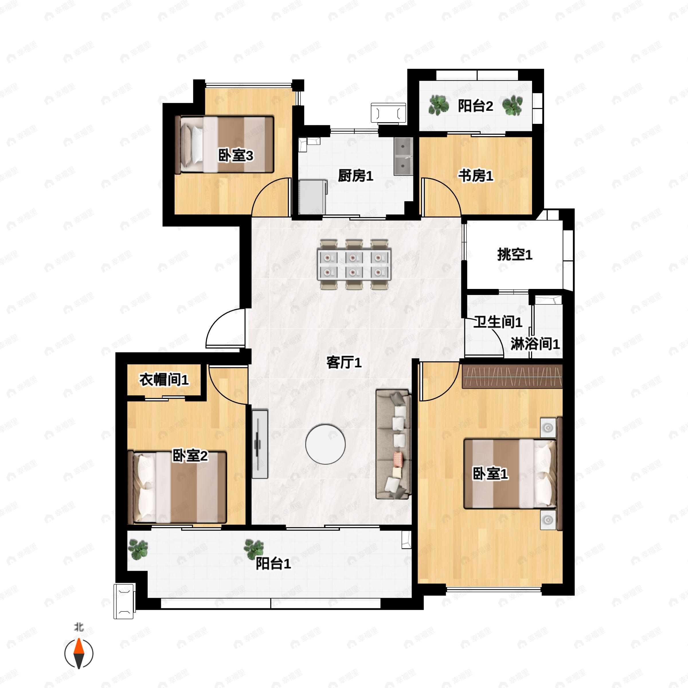 颐和山庄4室2厅1卫户型图