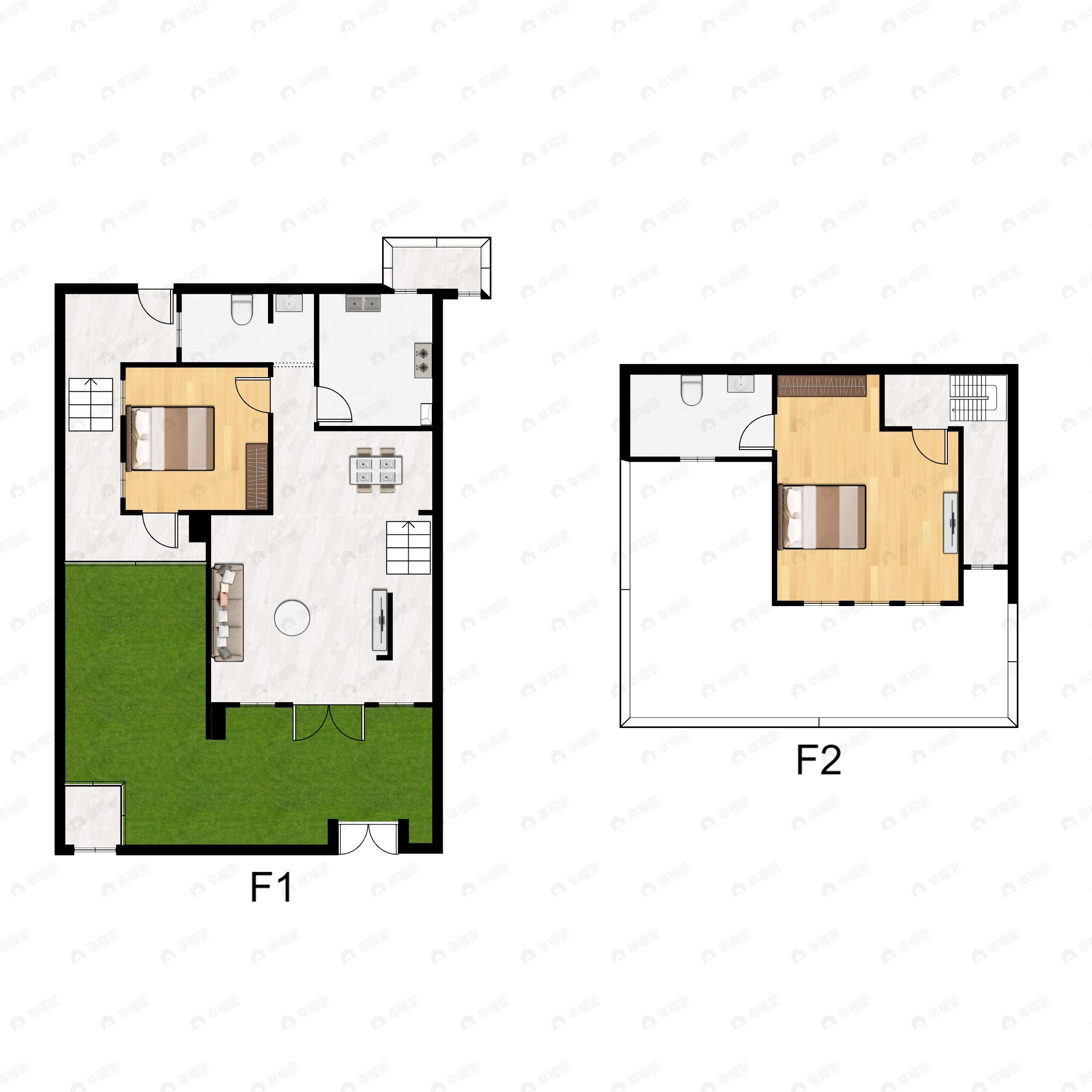2室2厅2卫建面90平户型图