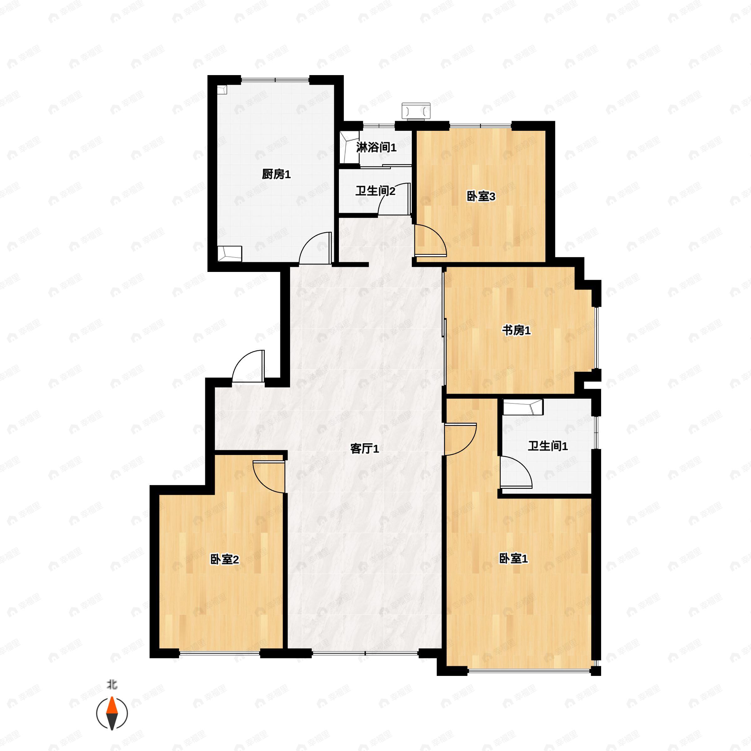 4室2厅2卫建面141平南|北户型图