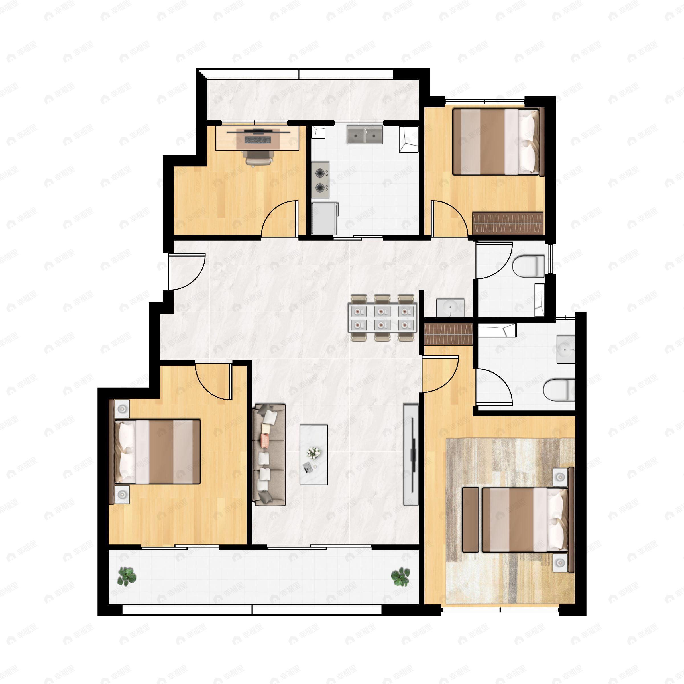 4室2厅2卫建面110平南户型图