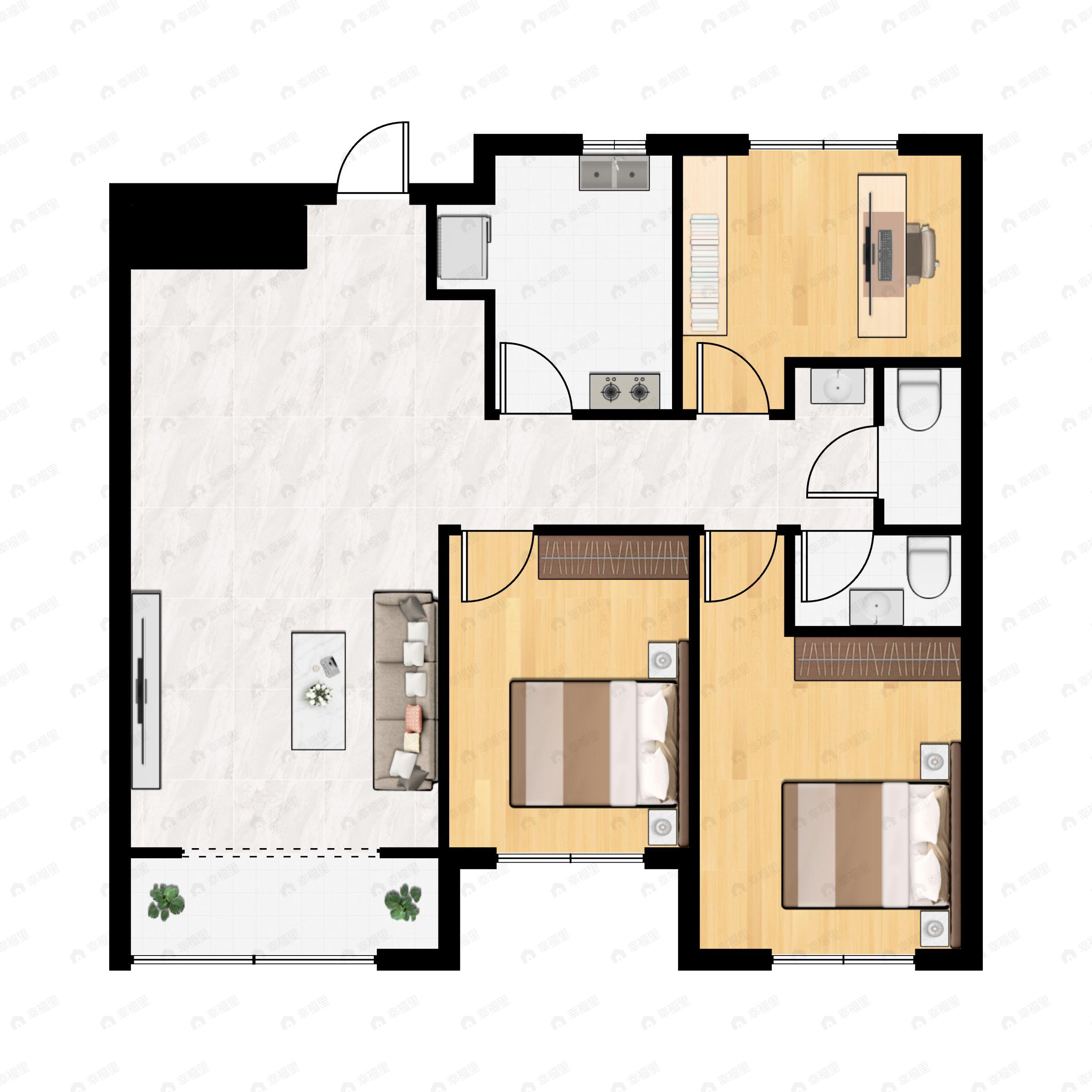 领东悦邸3室2厅2卫户型图