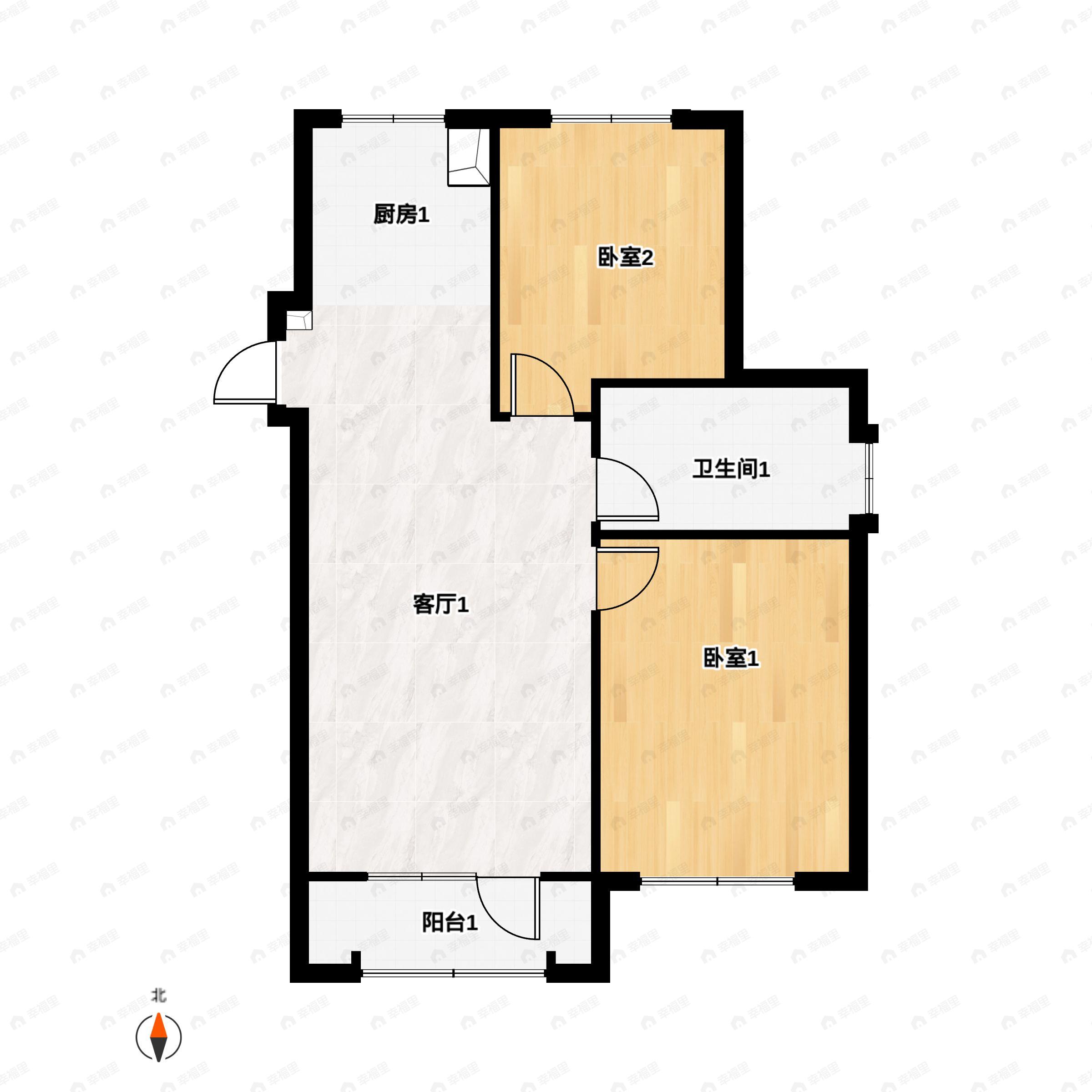 翠岫联芳2室2厅1卫户型图