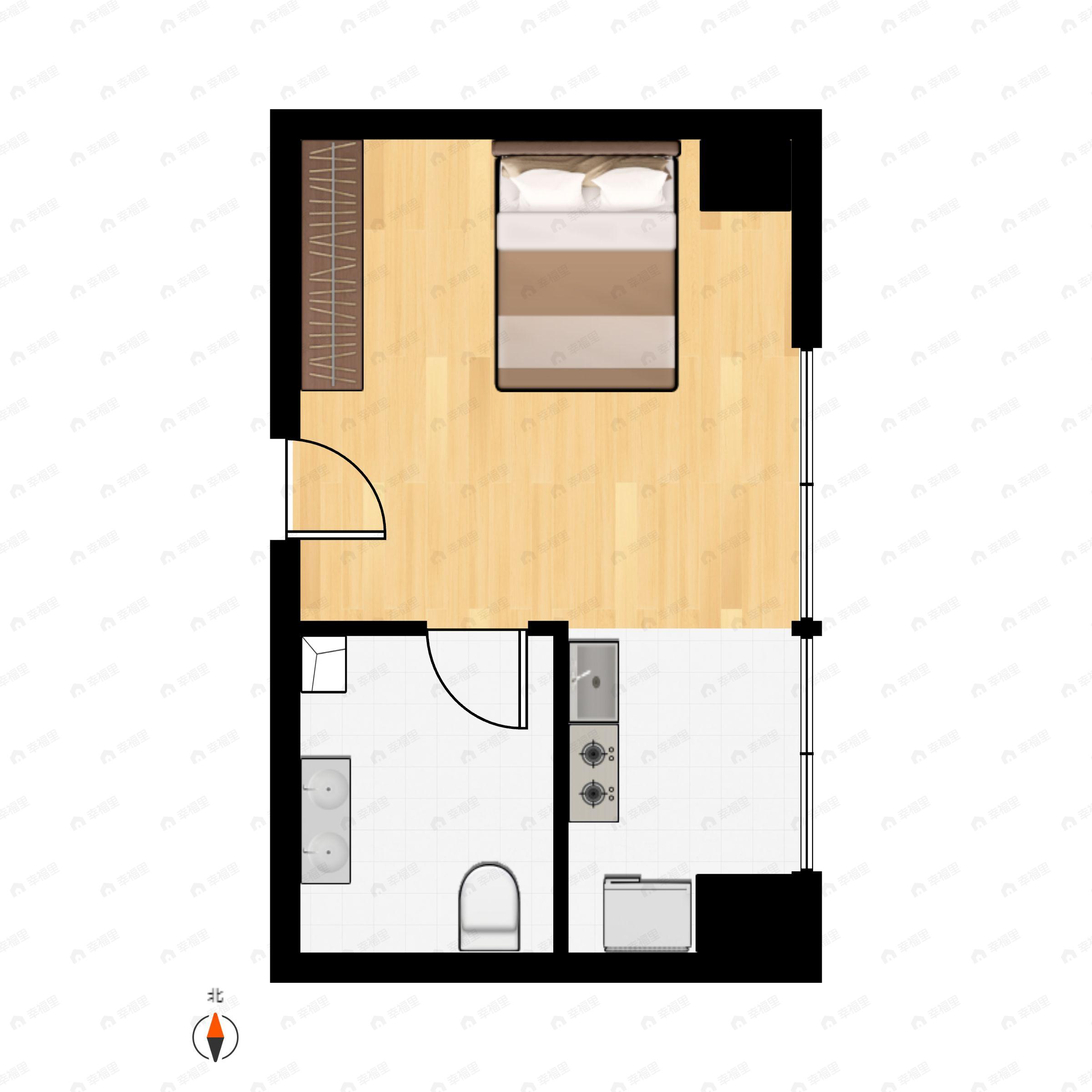 1室1厅1卫建面30m²东户型图
