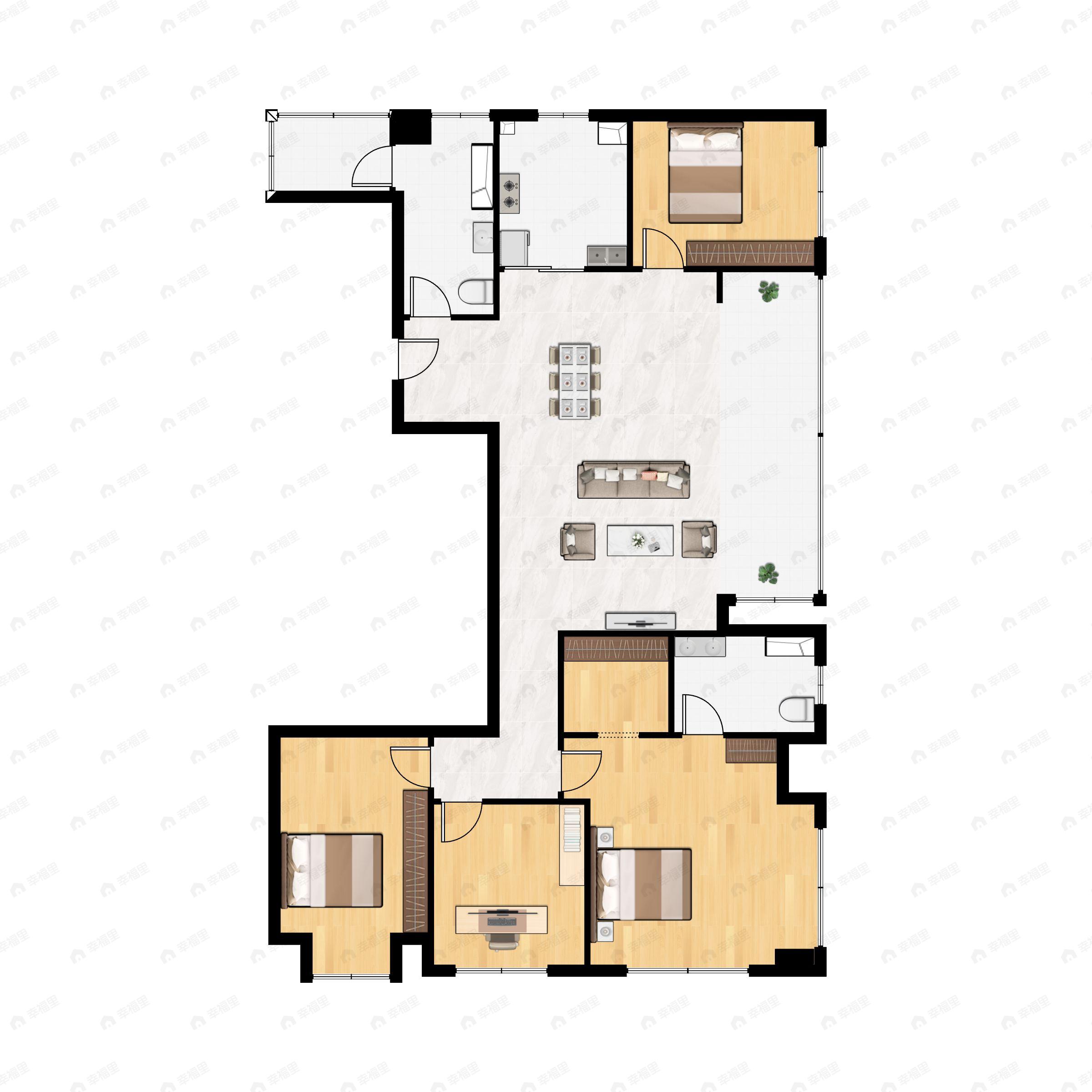 4室2厅2卫建面156平东户型图