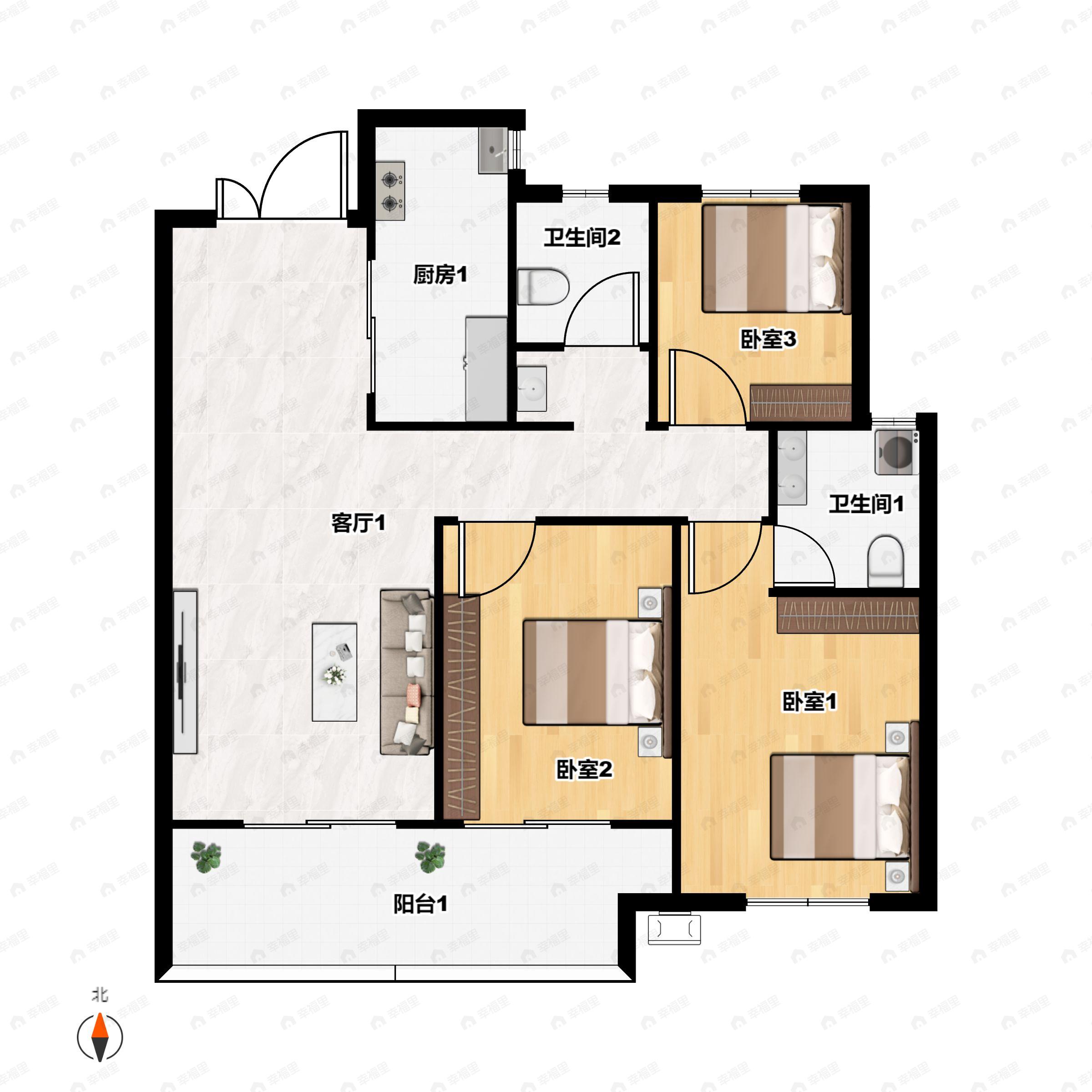 永威溪樾3室2厅2卫户型图