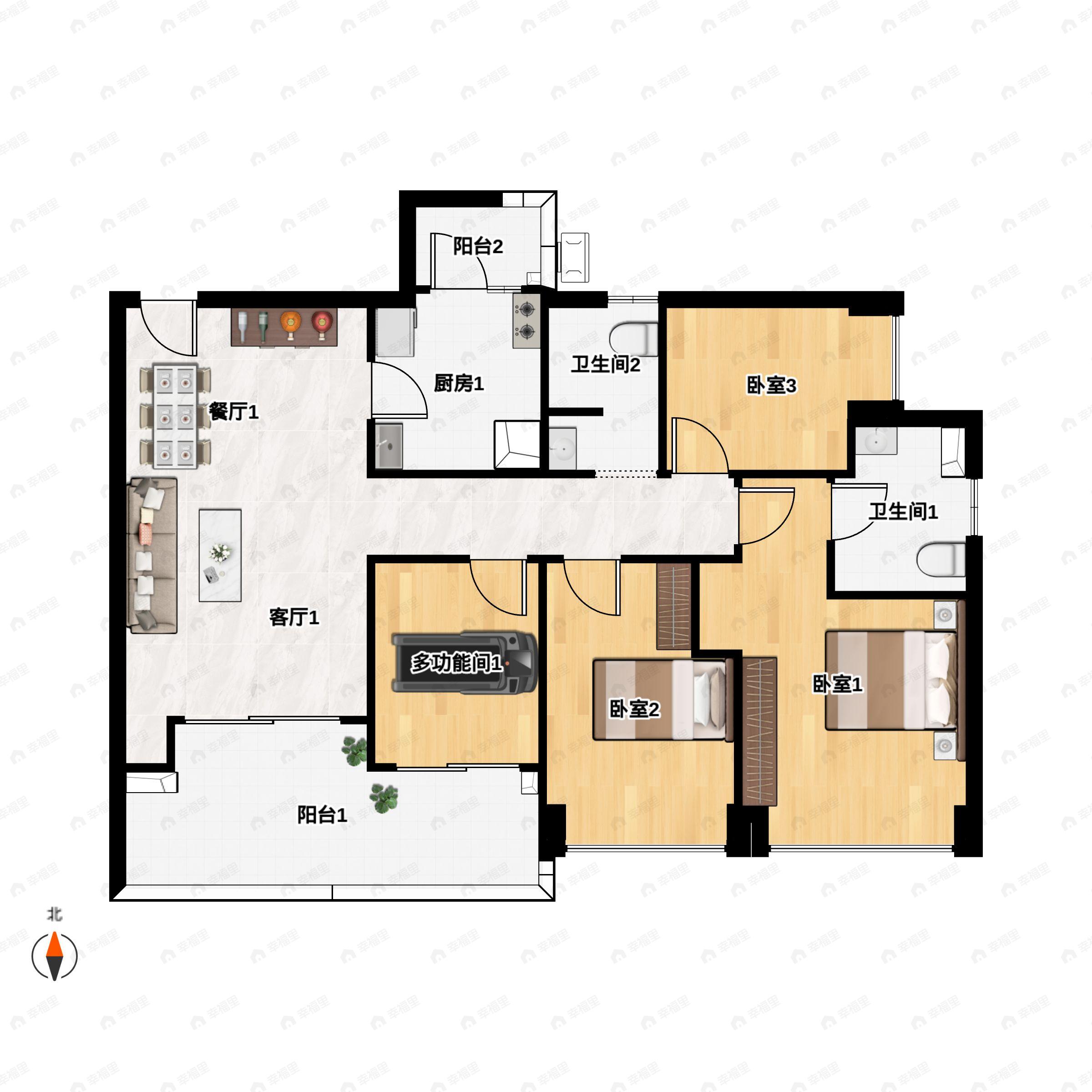 4室2厅2卫建面118平户型图