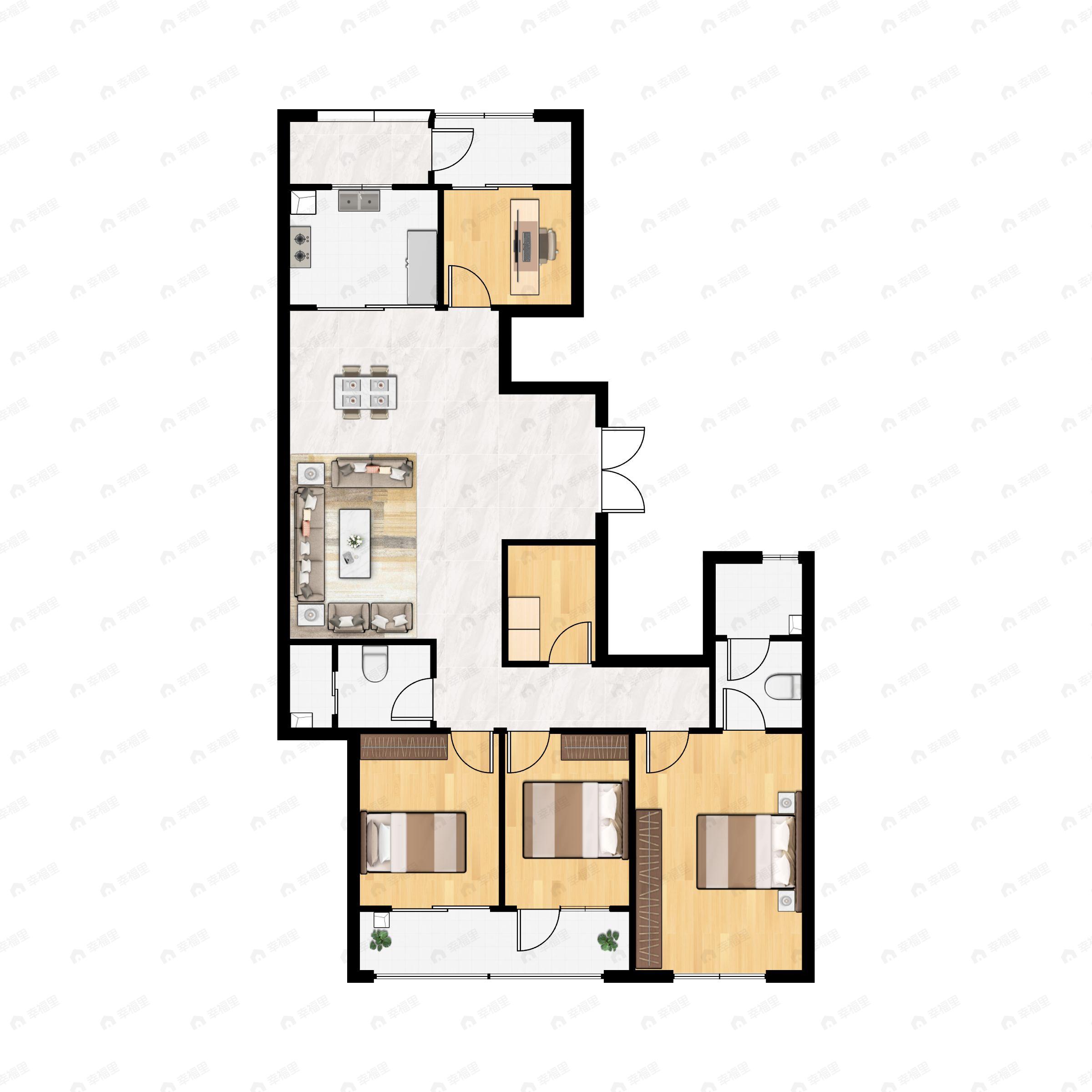 4室2厅2卫建面176平南|北户型图