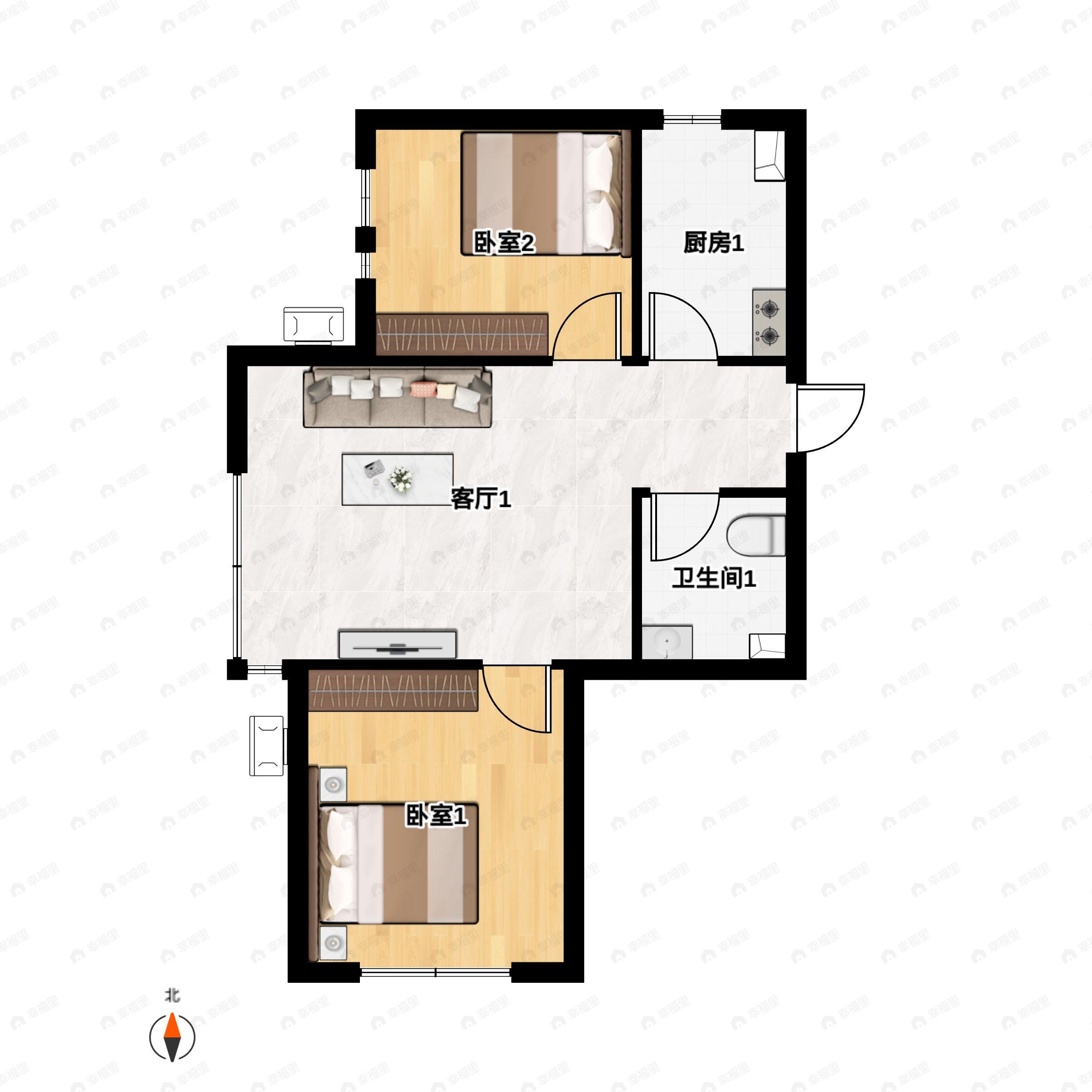 华发花间月2室2厅1卫户型图