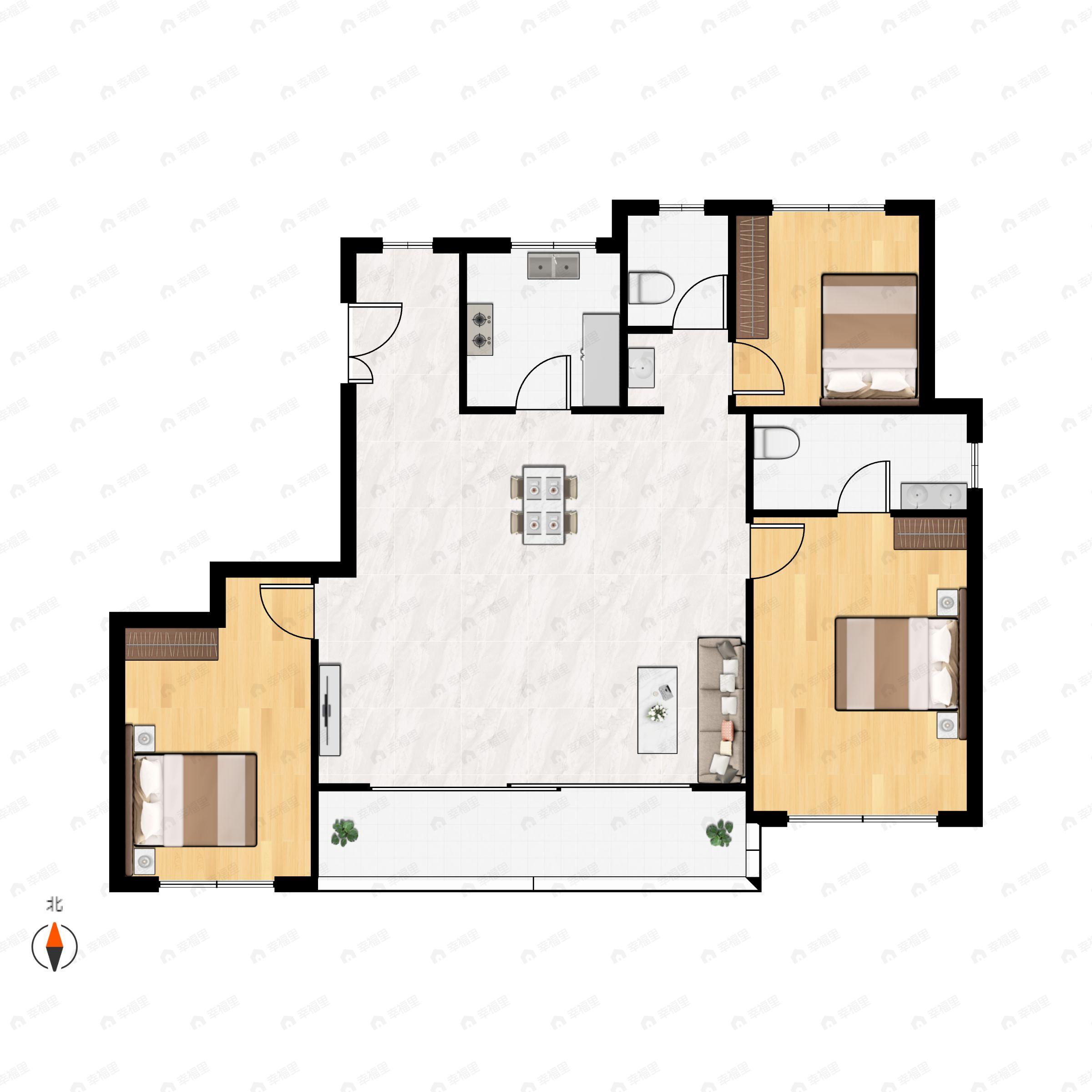 陕建大明府3室2厅2卫户型图