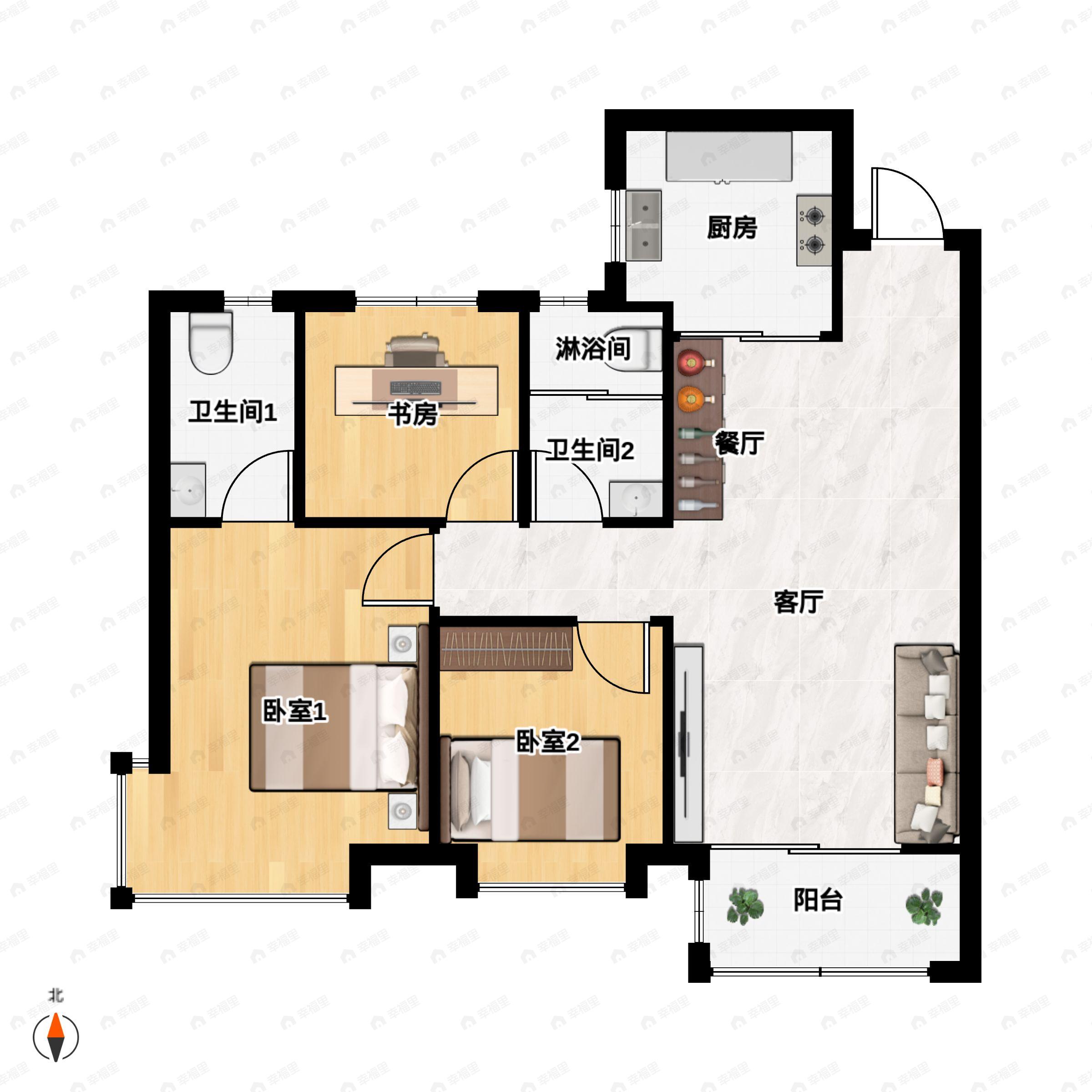 锦绣名门3室2厅2卫户型图