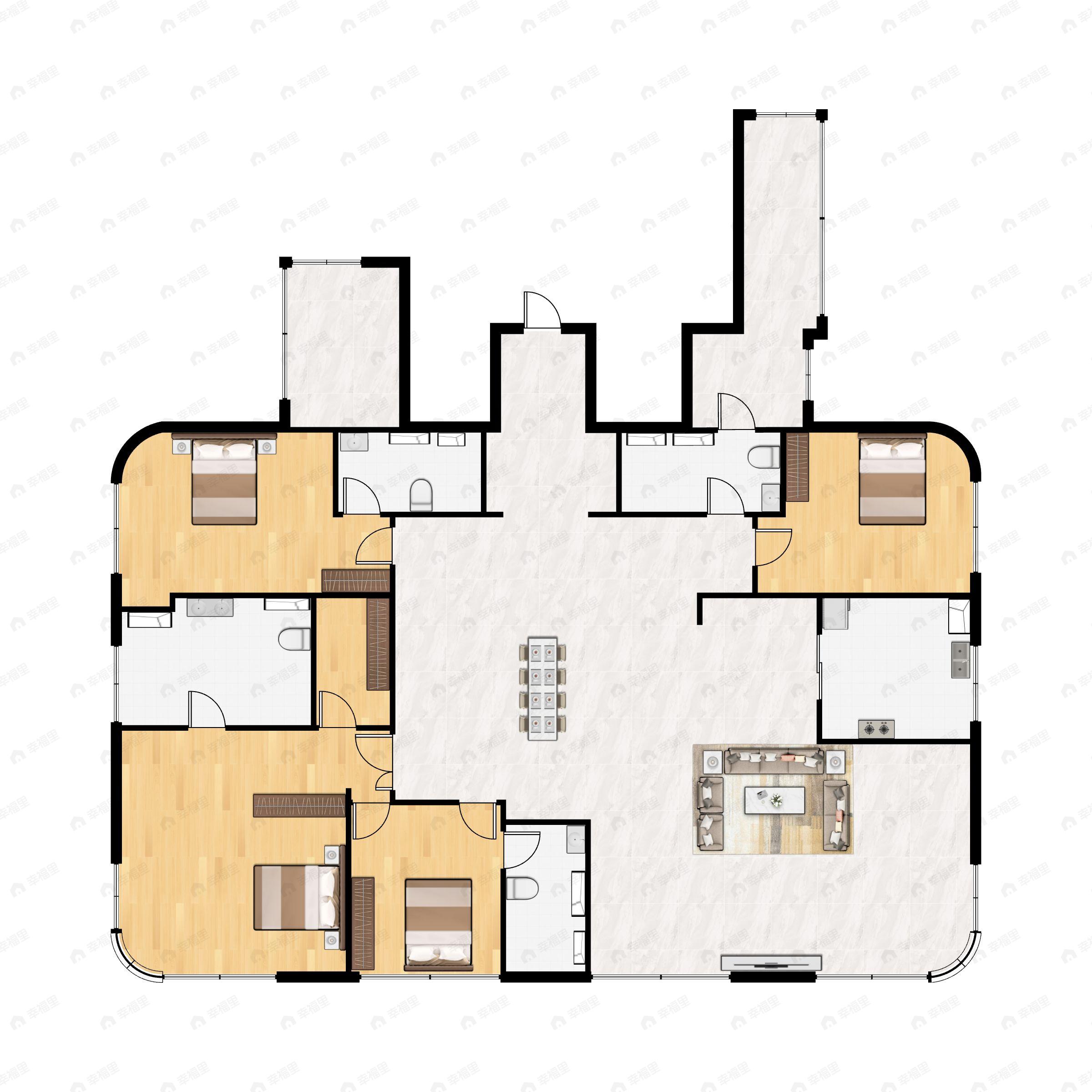 4室2厅4卫建面270平户型图