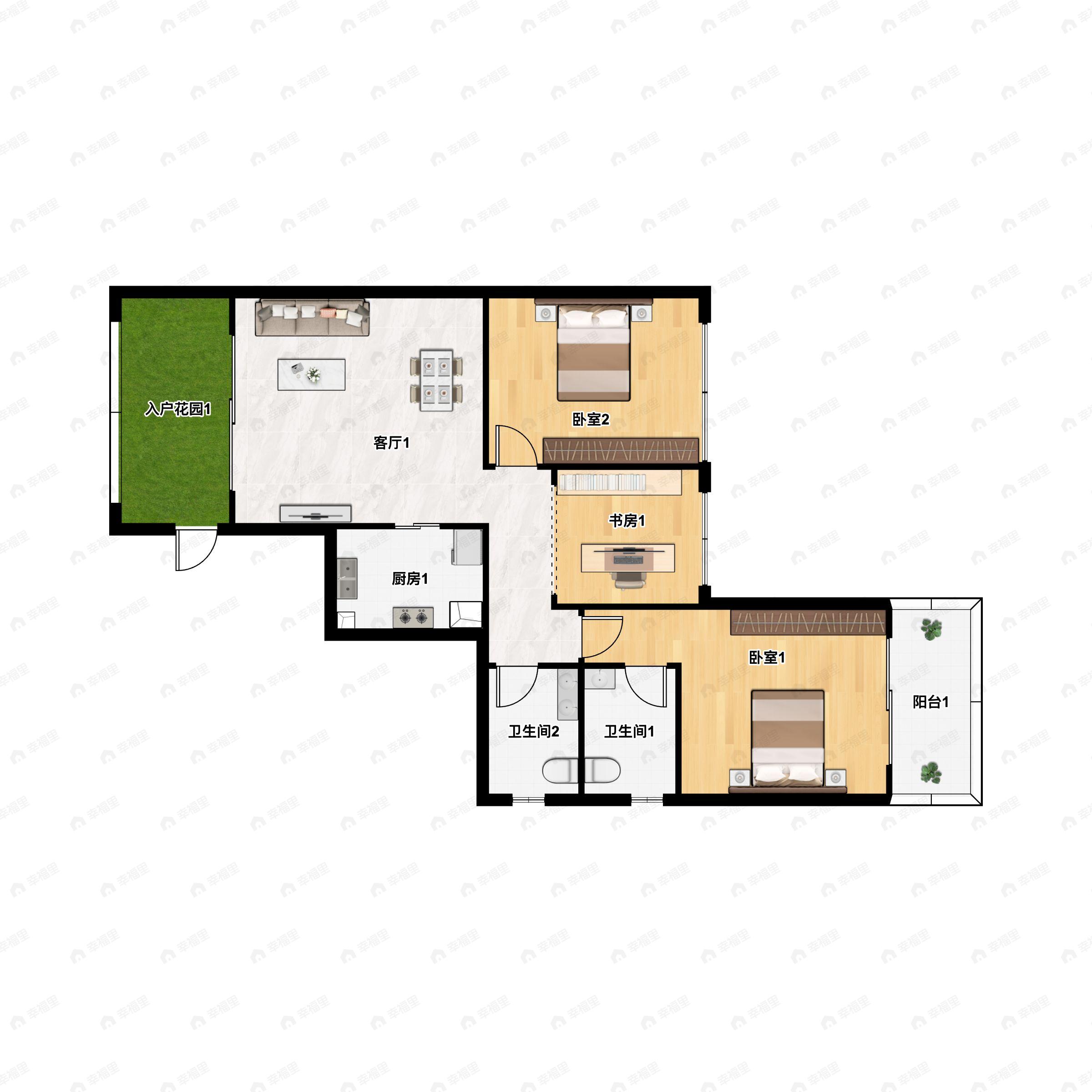 3室2卫建面109平户型图