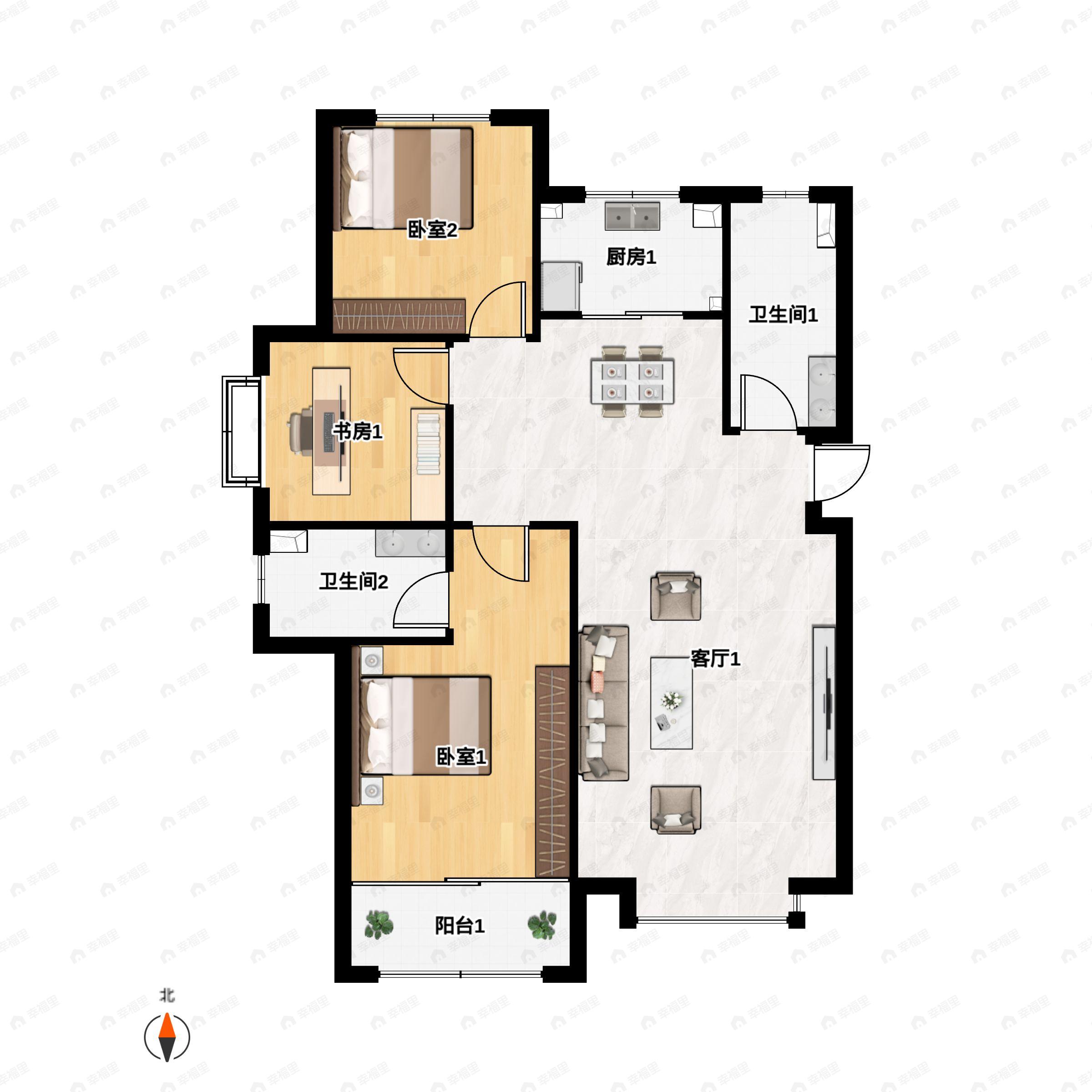3室2厅2卫建面133平undefined户型图