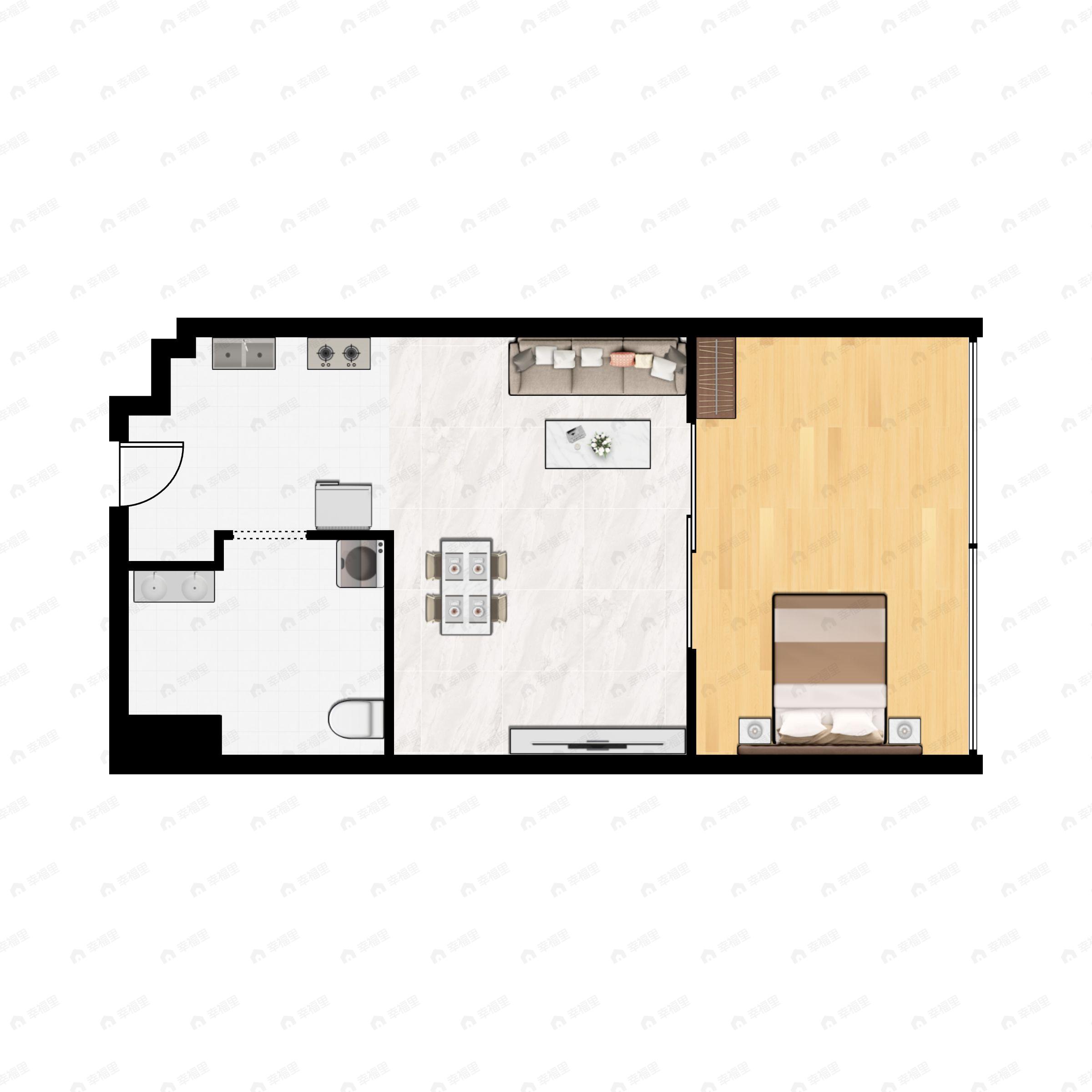 1室1厅1卫建面64平户型图
