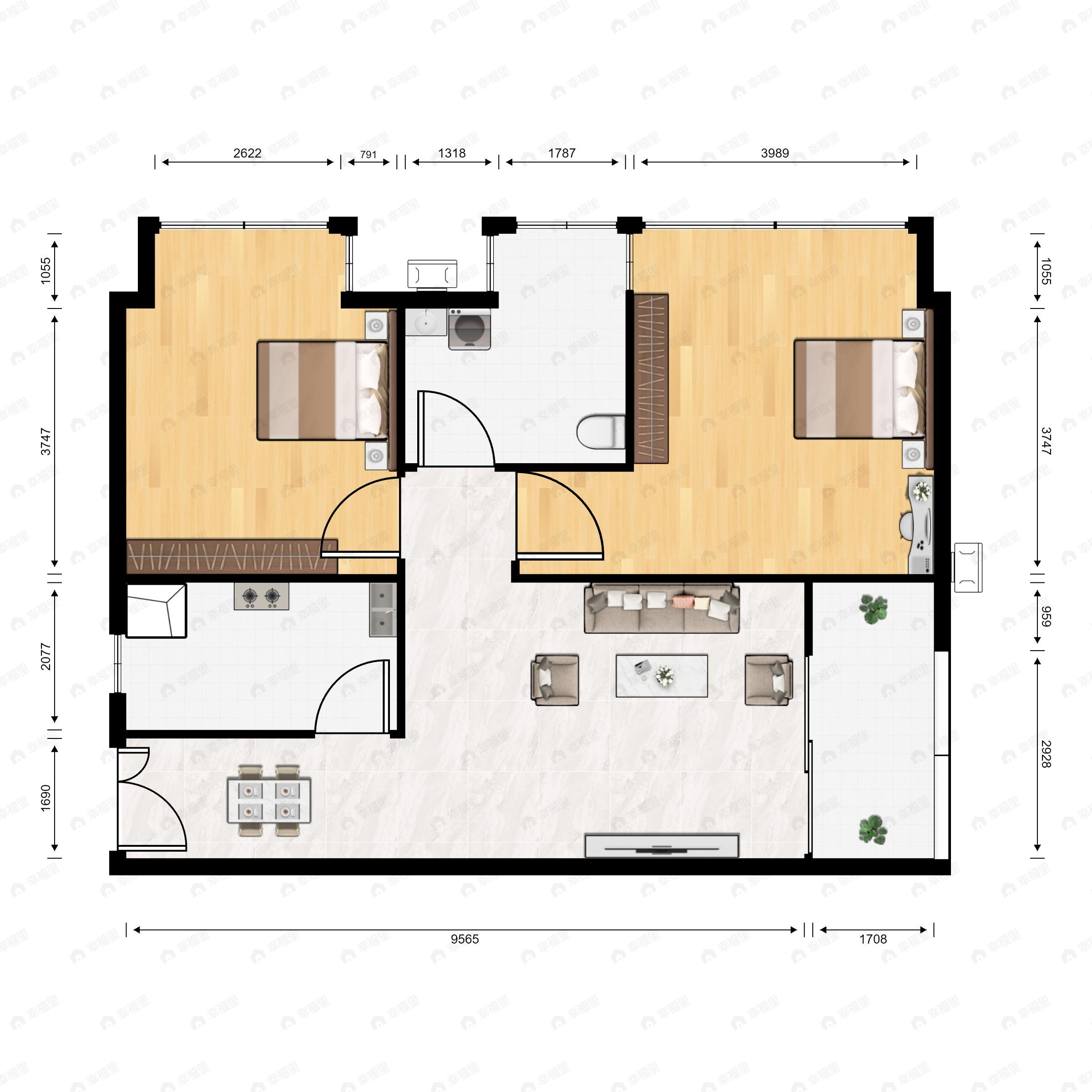 煌华晶萃城2室2厅1卫户型图
