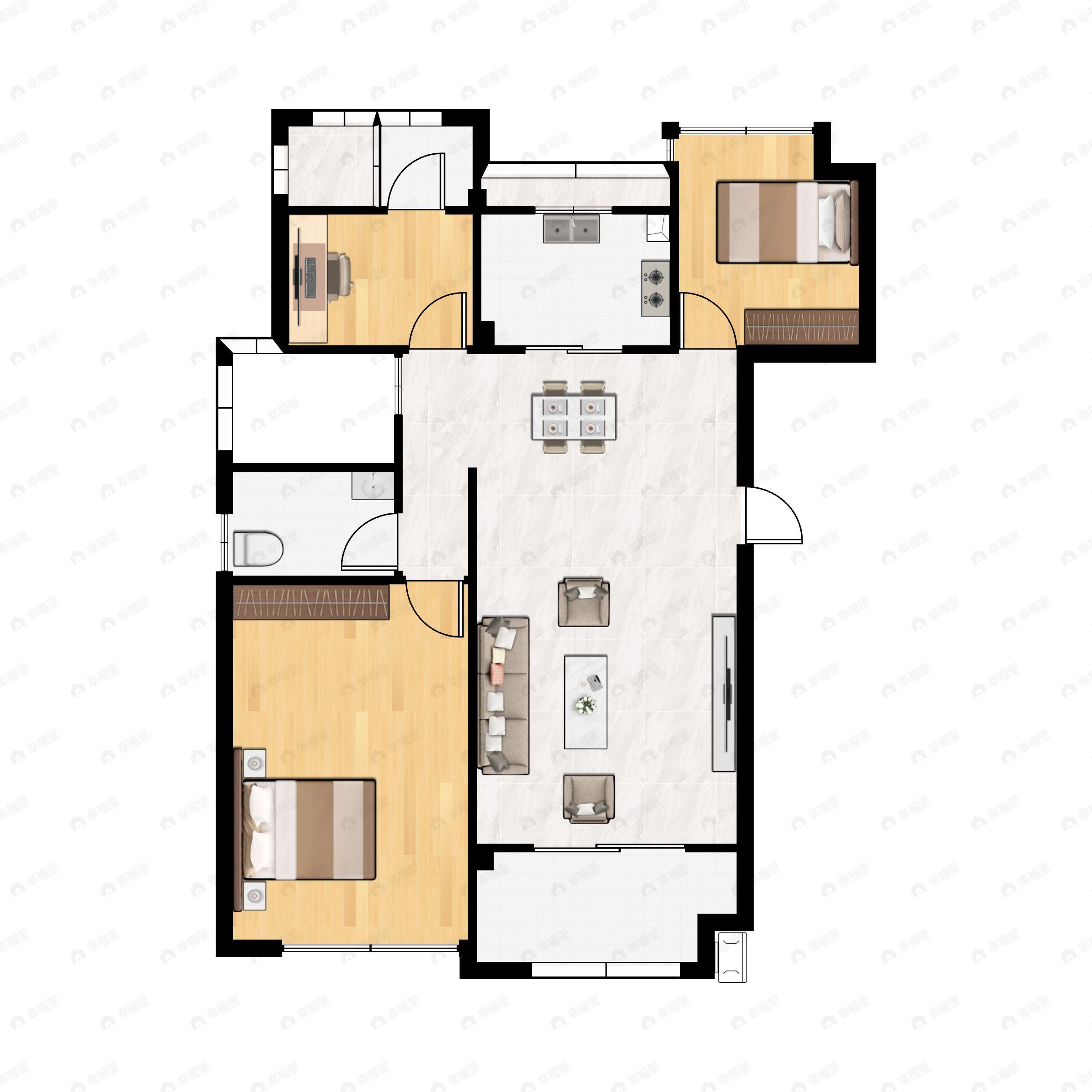 颐和山庄3室2厅2卫户型图