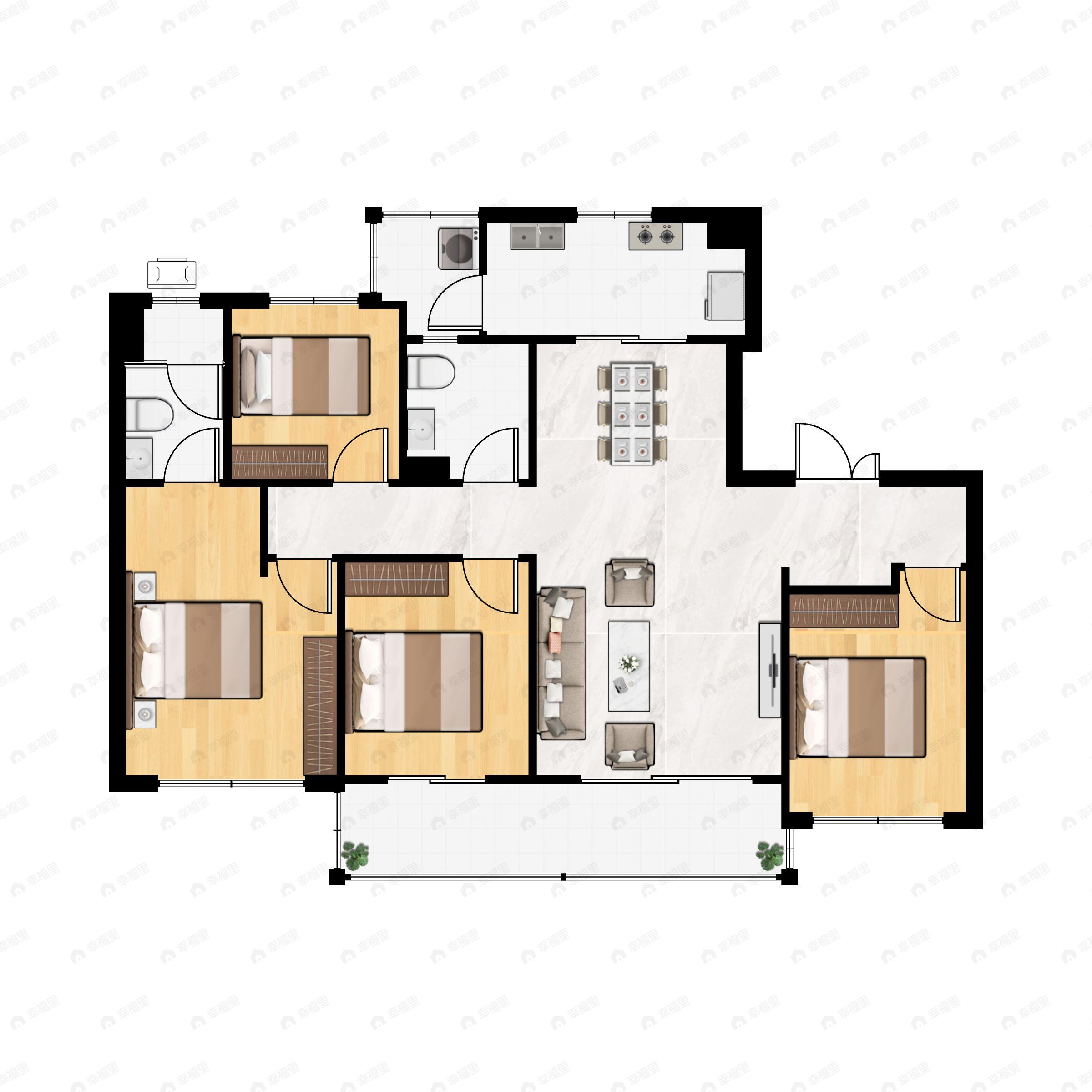 4室2厅2卫建面136平户型图