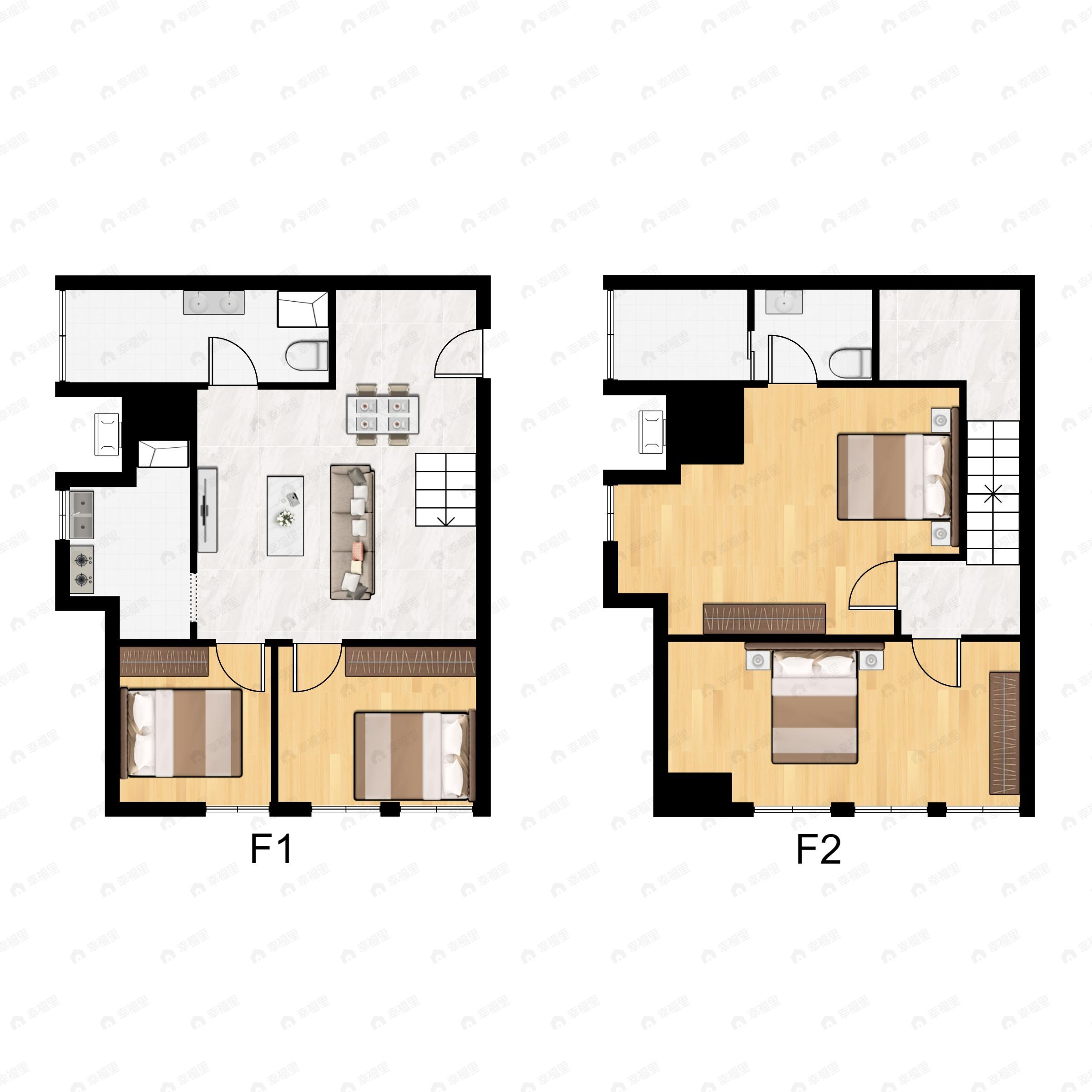 4室2厅2卫建面77平户型图