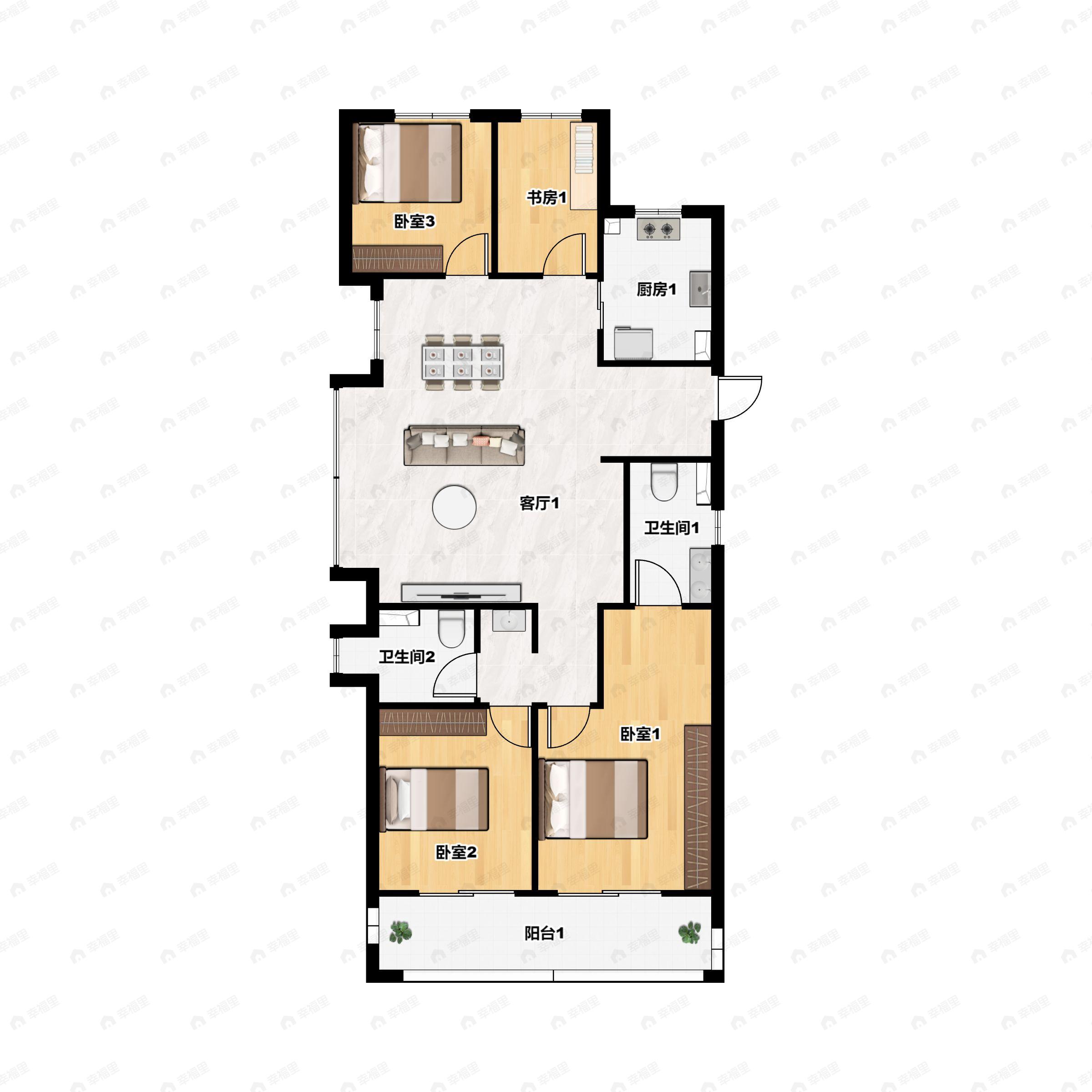 4室2厅2卫建面120平户型图