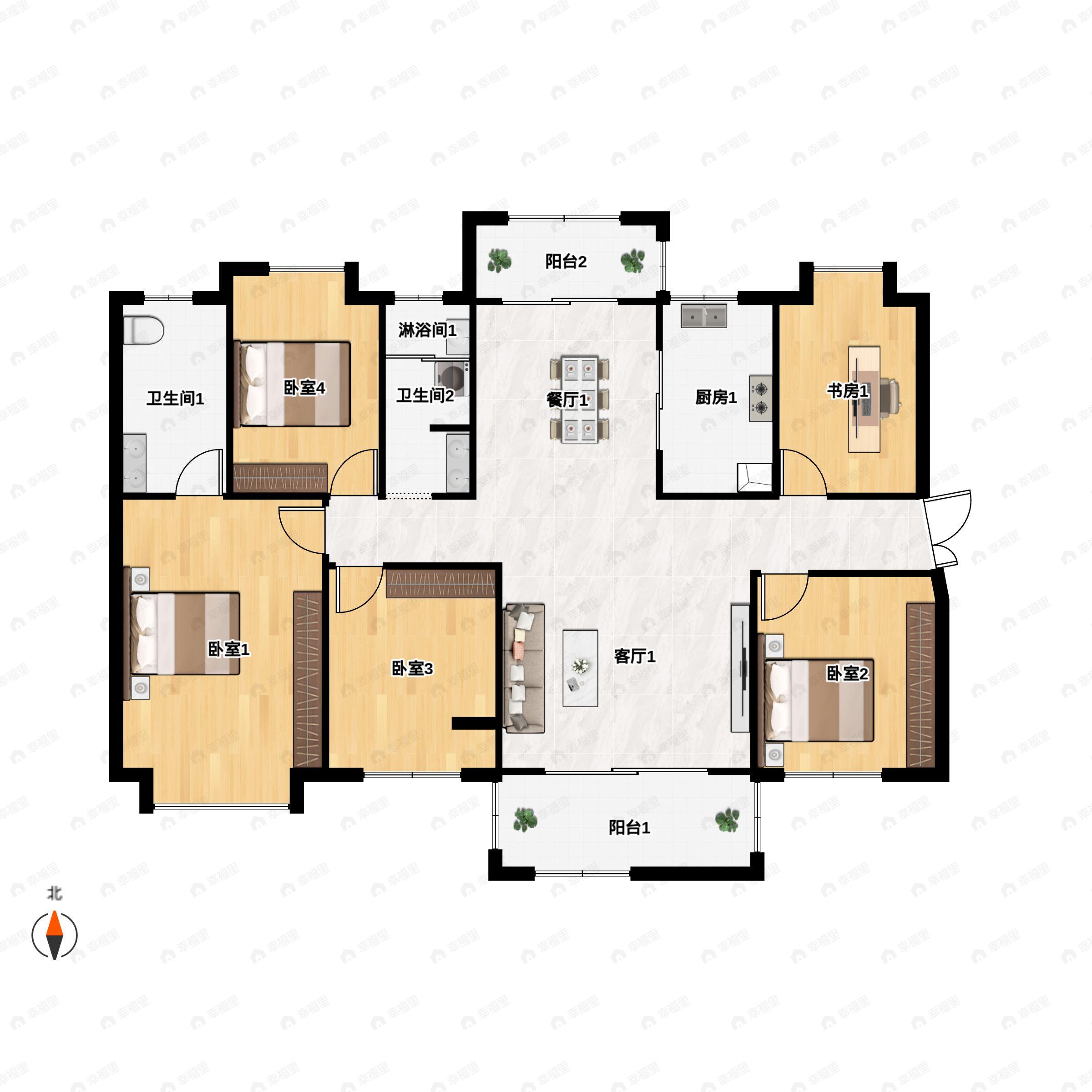 舜元臻园5室2厅2卫户型图