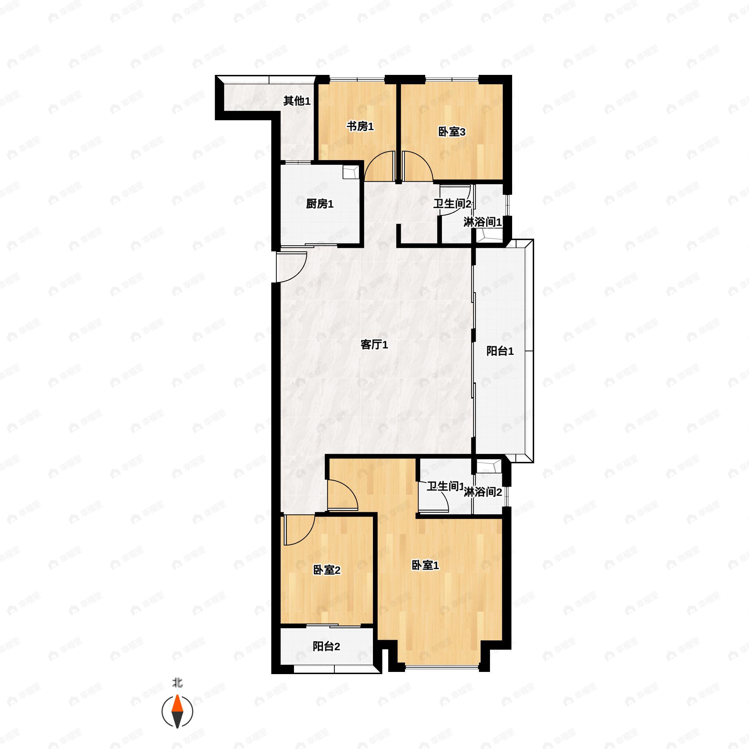 4室2厅2卫建面121平户型图