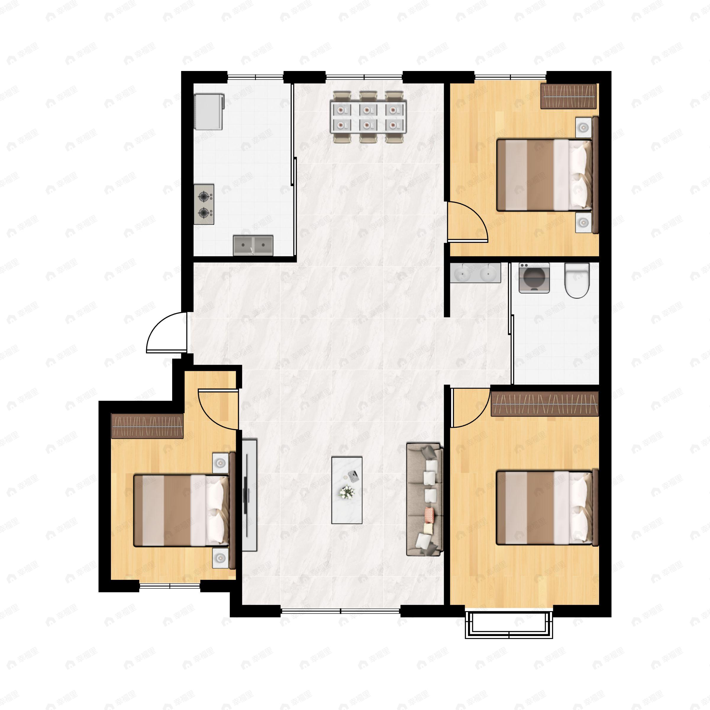 彩虹心筑3室2厅1卫户型图