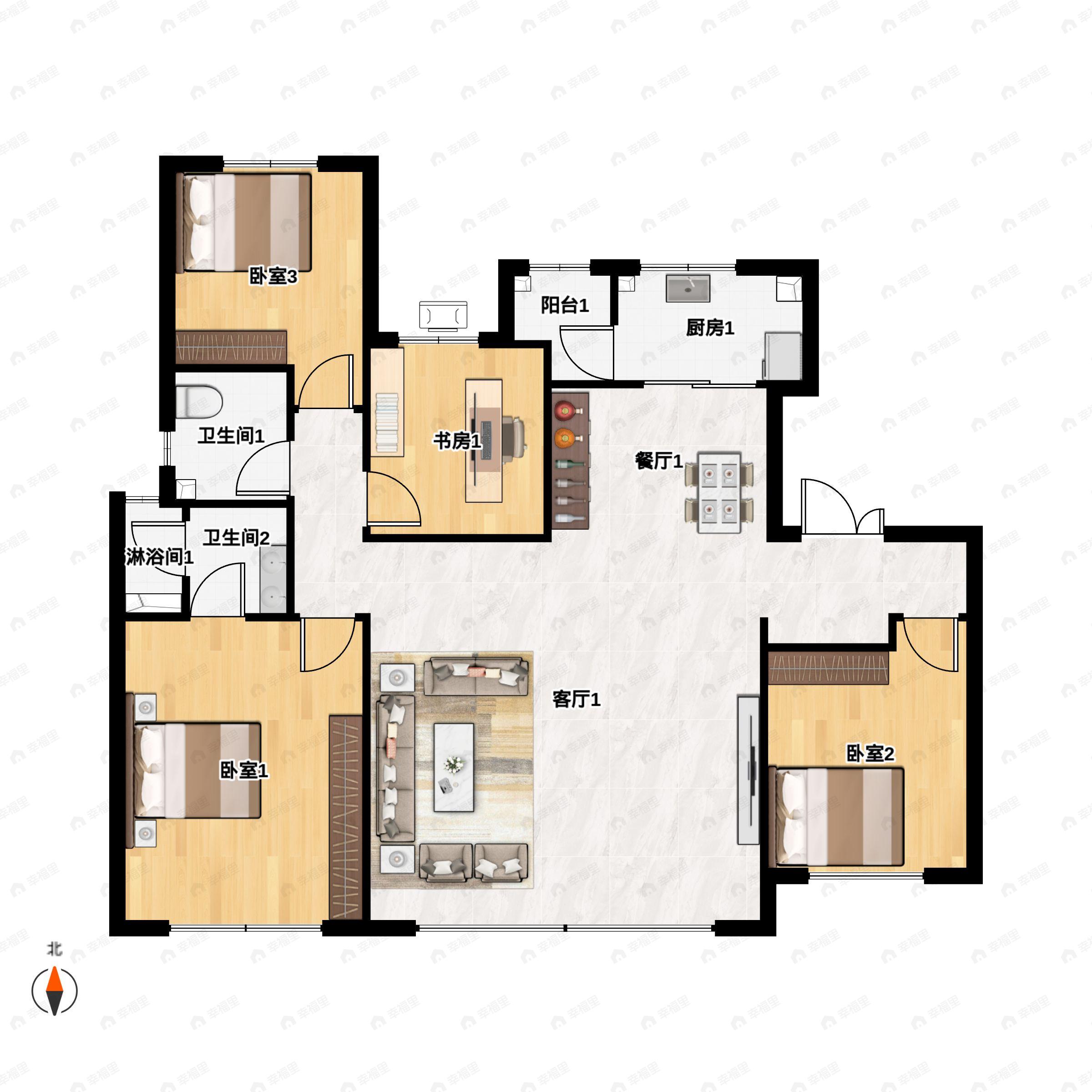 4室2厅2卫建面143平户型图