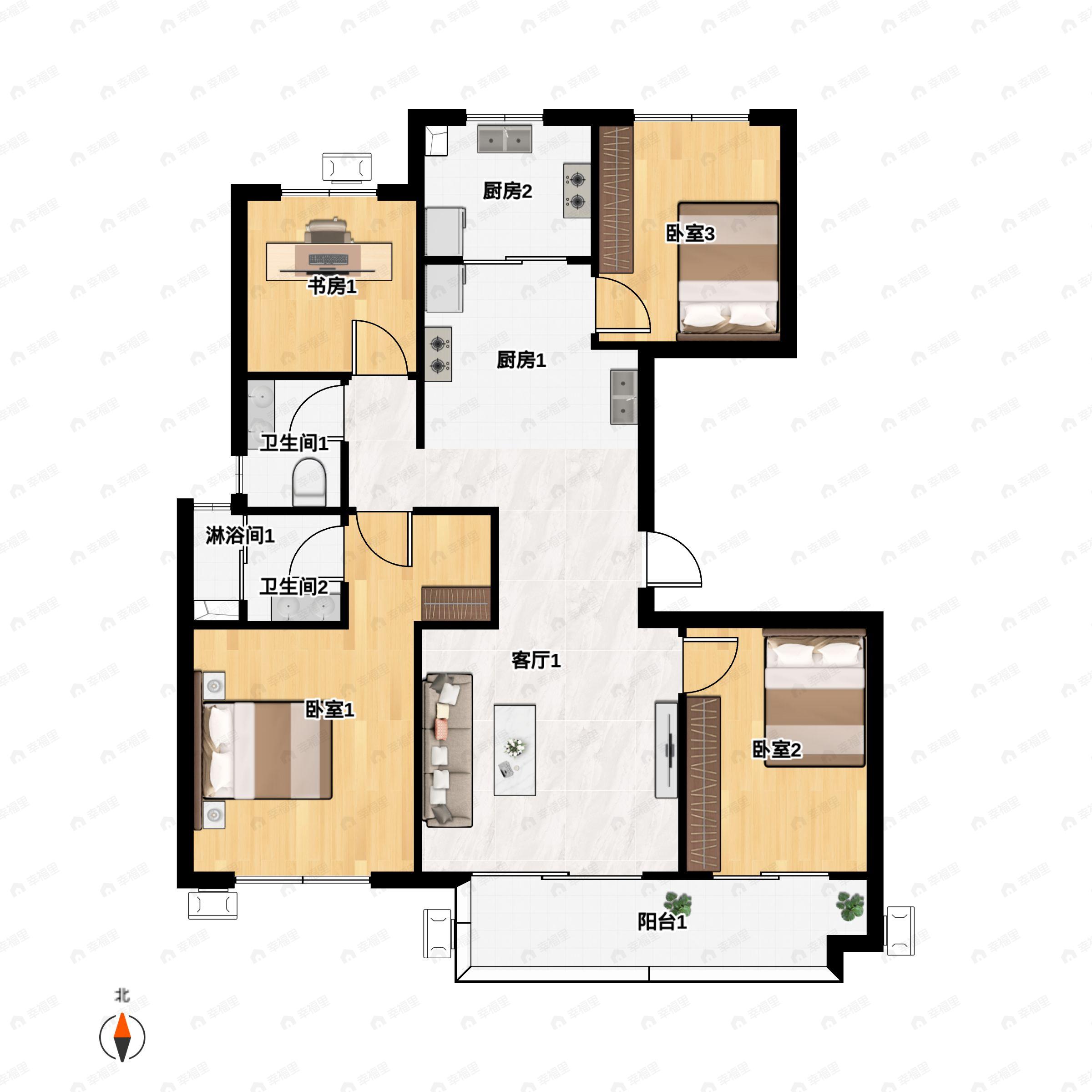 中梁端州壹号院4室2厅2卫户型图