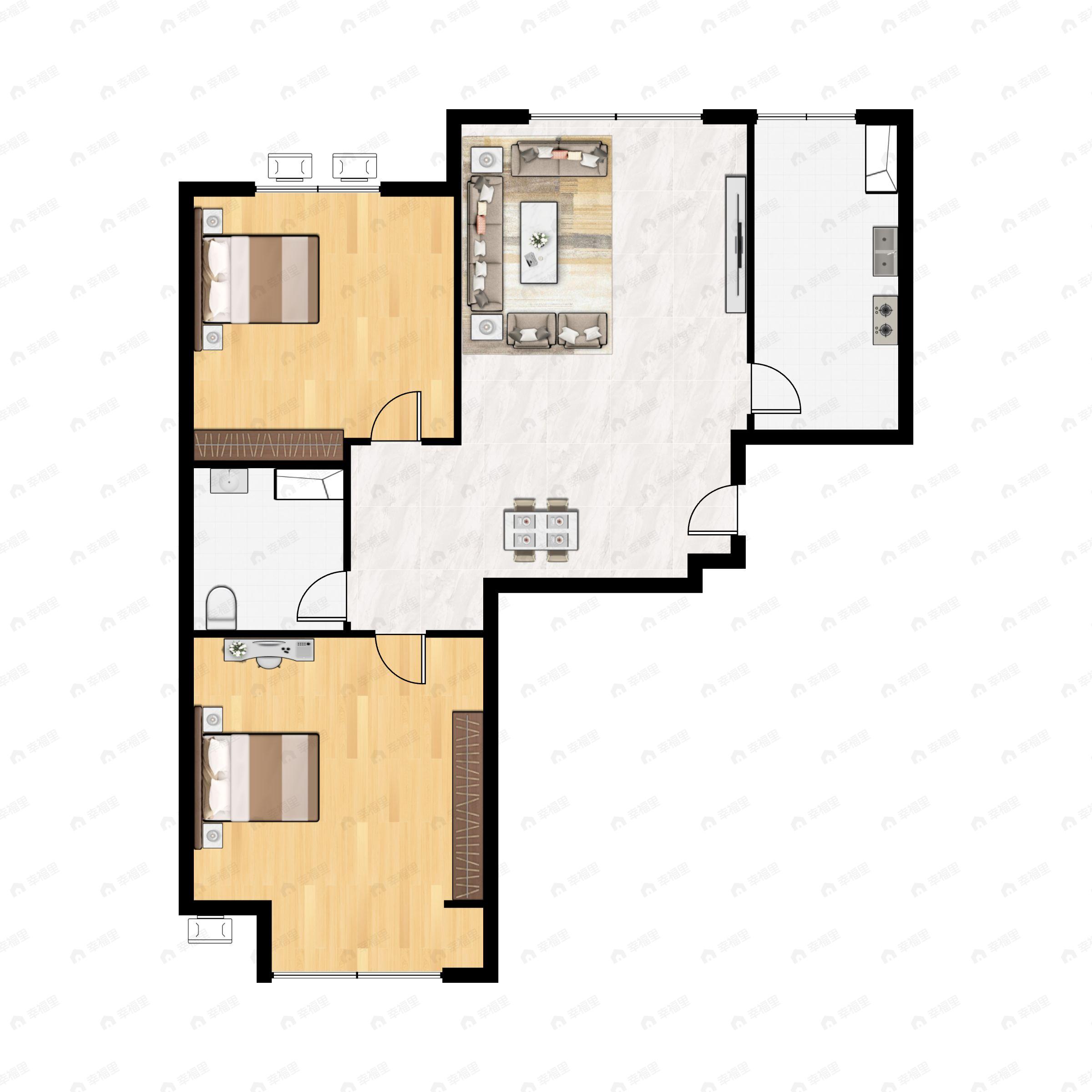 中骏云景台2室2厅1卫户型图