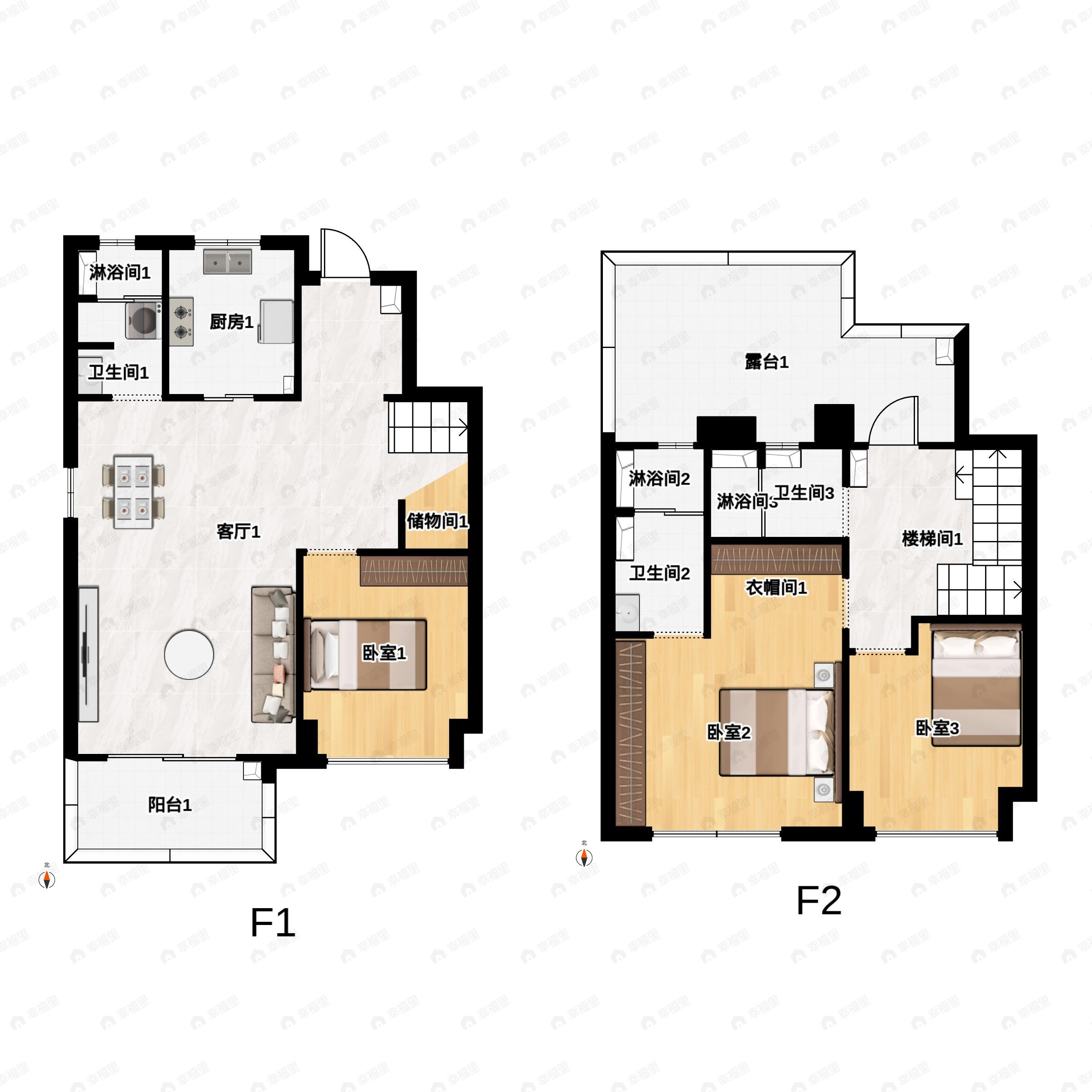 瑞仕半岛璟庭3室2厅3卫户型图
