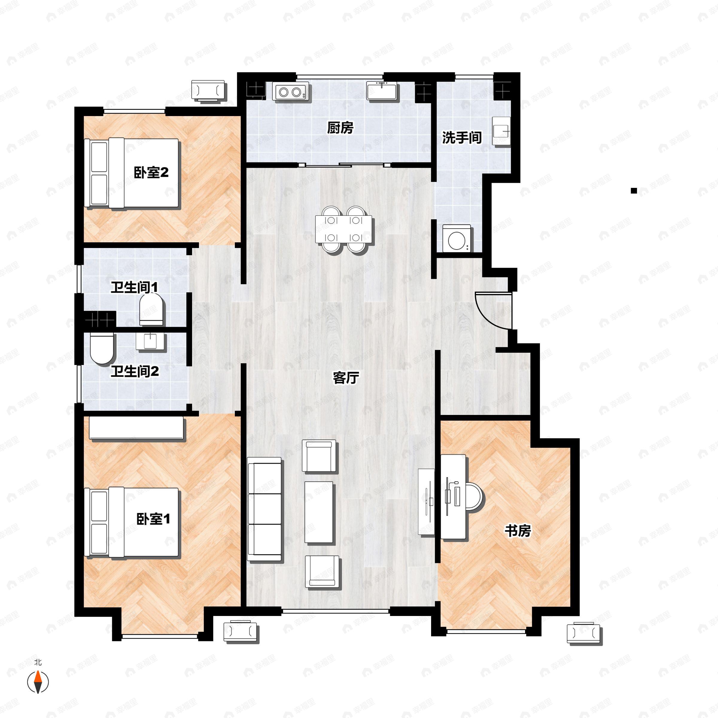 3室2厅2卫建面115平户型图
